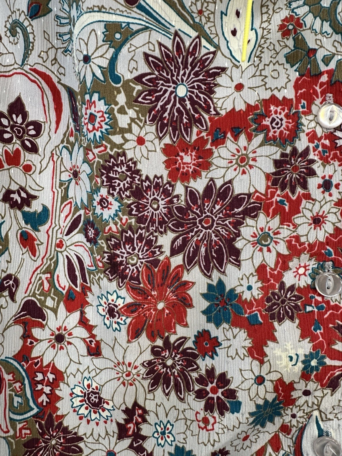 VTG Pykettes Womans Floral Paisley Blouse Boho Retro 70s Taiwan ROC 16 READ