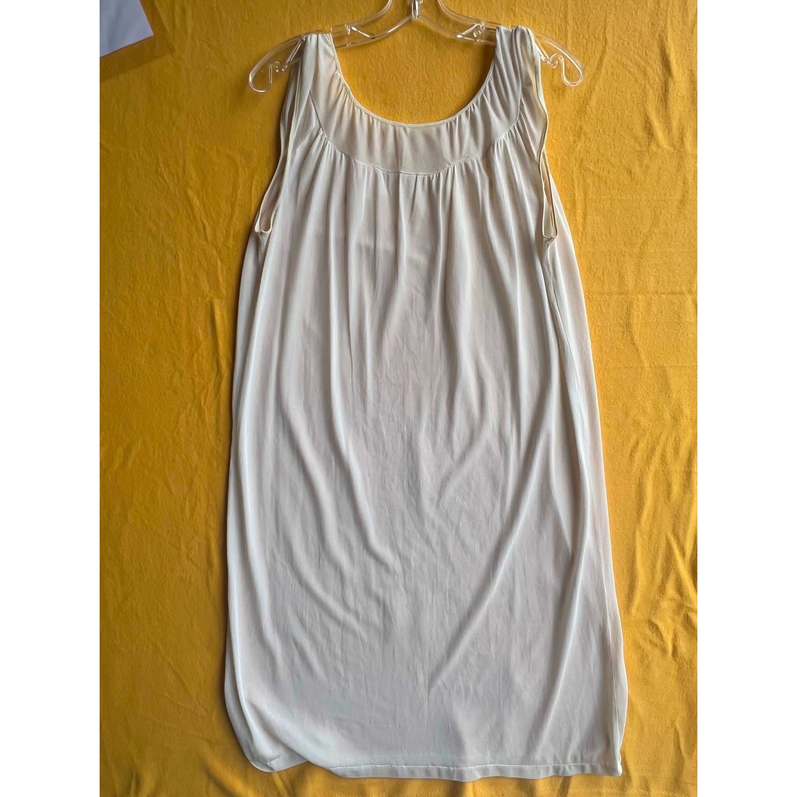 Vintage Cream Mid Length Nightgown Floral Embroidered Sleeveless 26-05-20