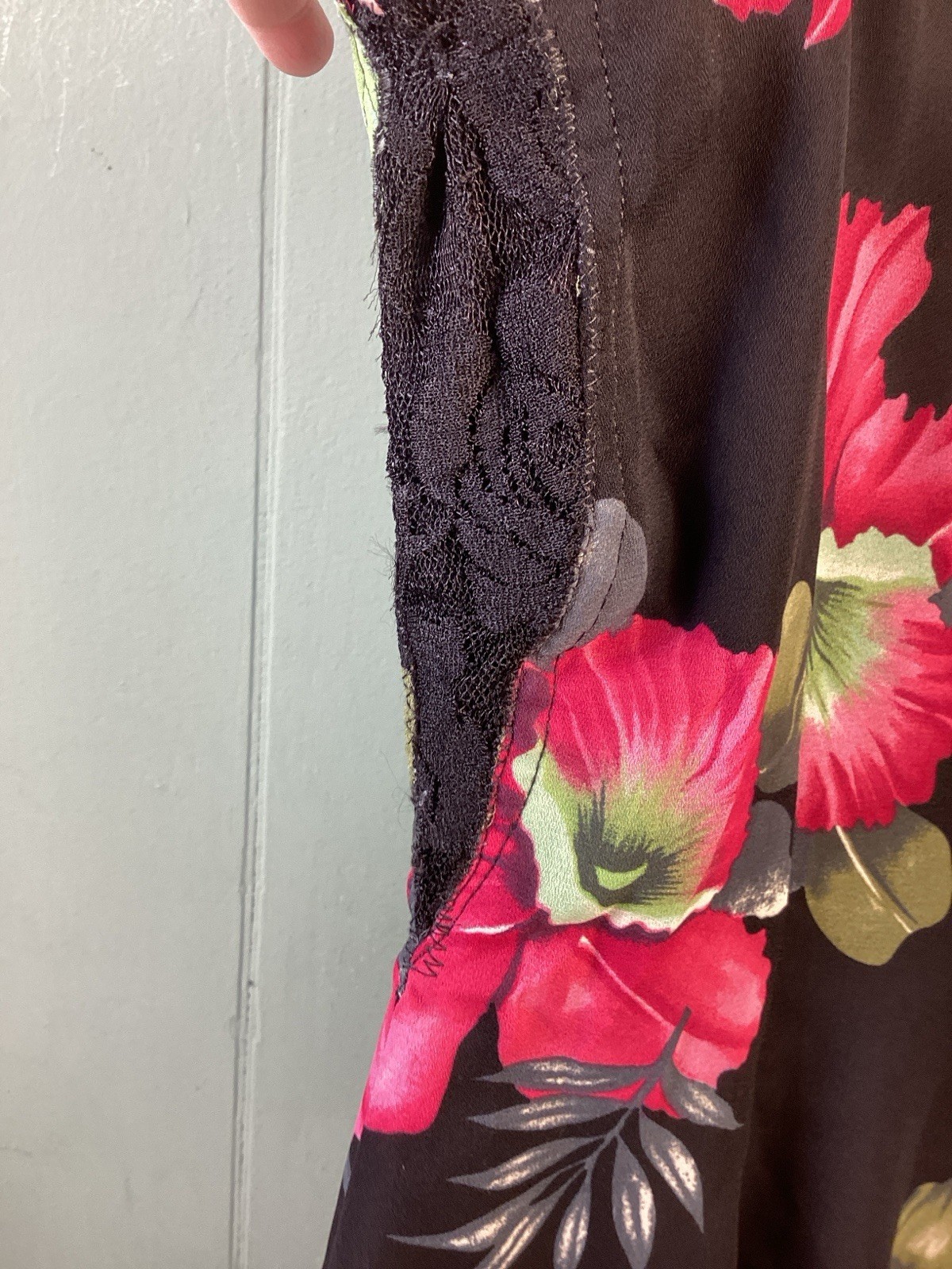 Hampton Nites Petites Vintage 90s Pink Floral Tiered Cocktail Dress Black Sz 10