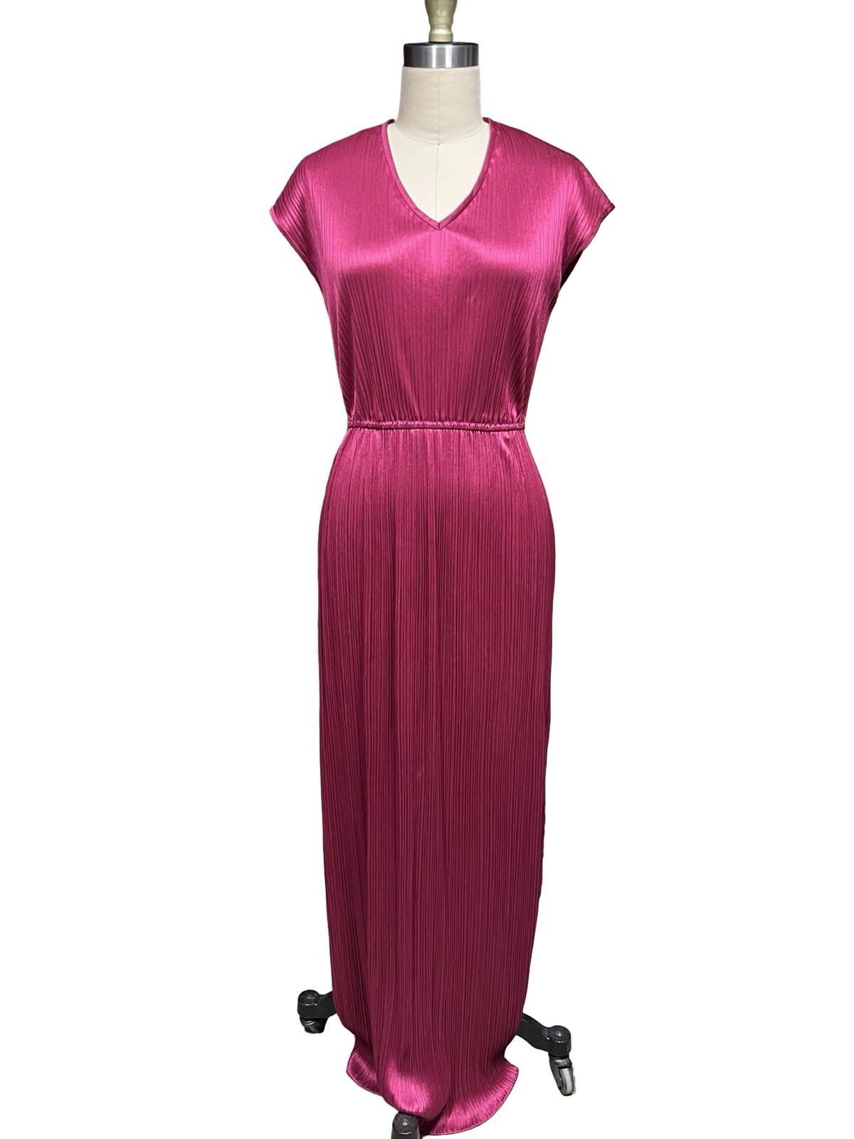 Vintage 70s Jimmy Los Angeles Fuschia Grecian Disco Maxi Dress Size S/M