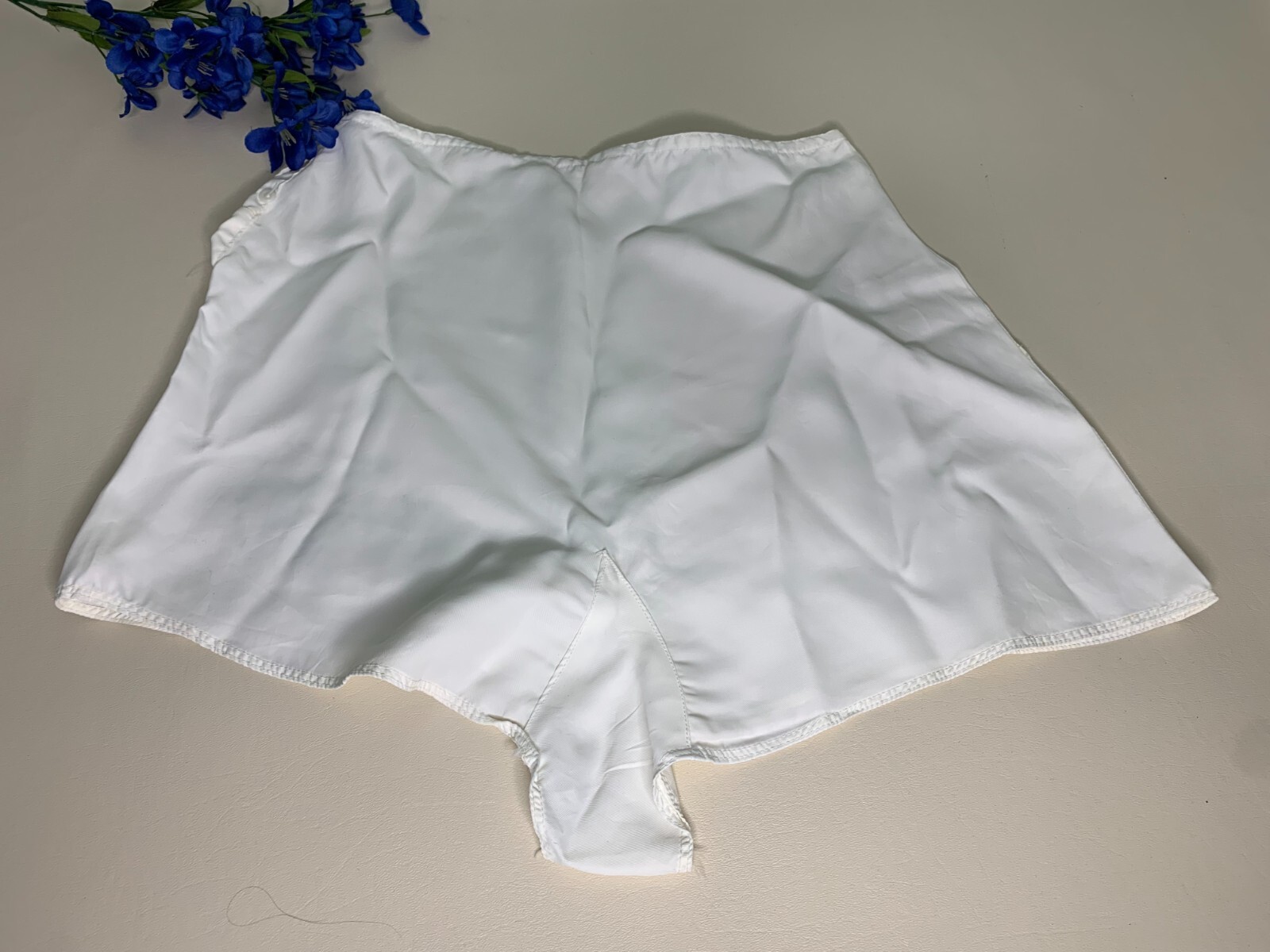 Vintage 1930s Silky White Satin Rayon Embroidered Step Ins Side Button Tap Pants
