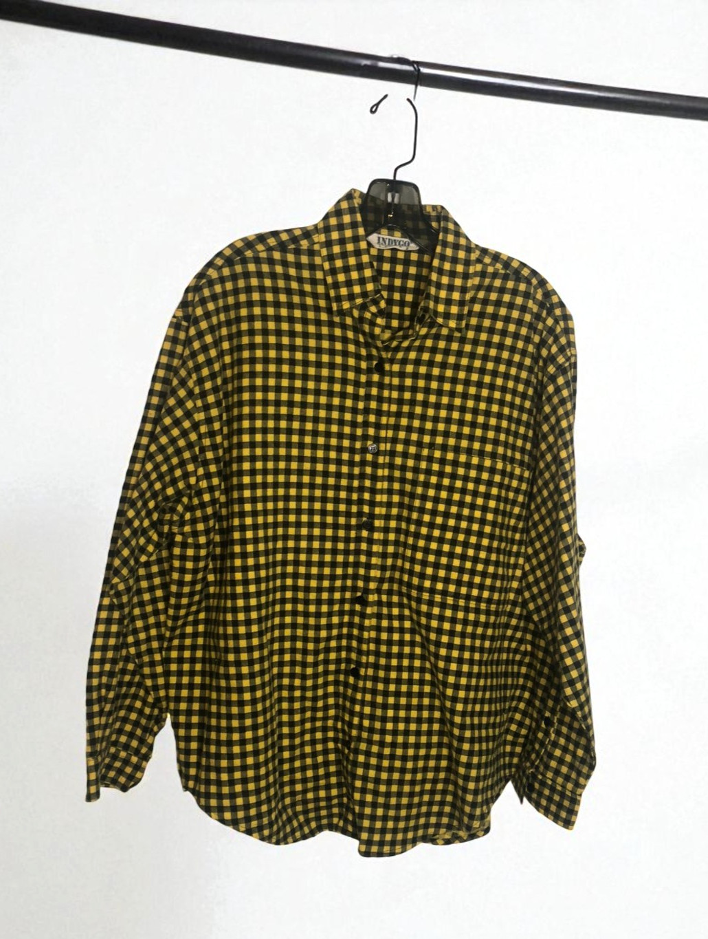 Vintage Indygo Kenar Yellow and Black Flannel Shirt Womens Free Size 100% Cotton