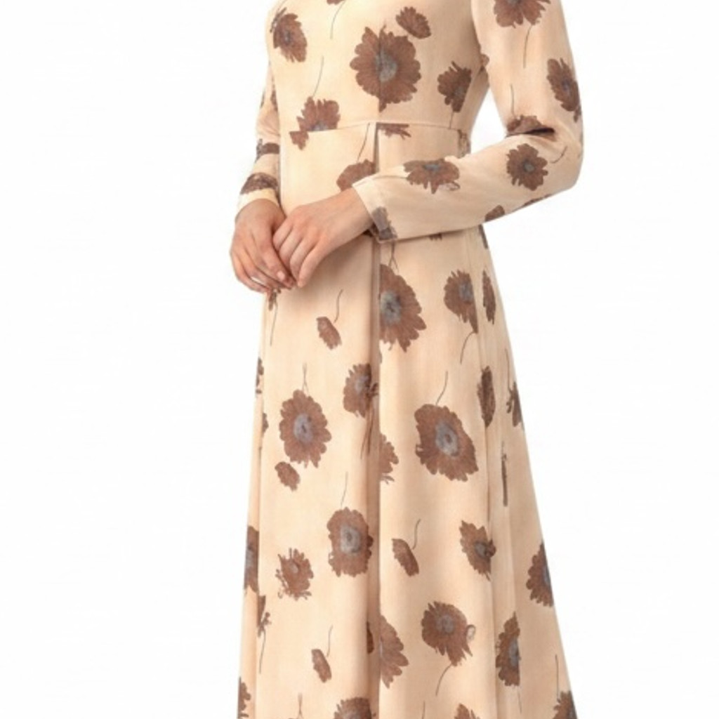 Vintage floral pattern maxi dress with Peter Pan collar