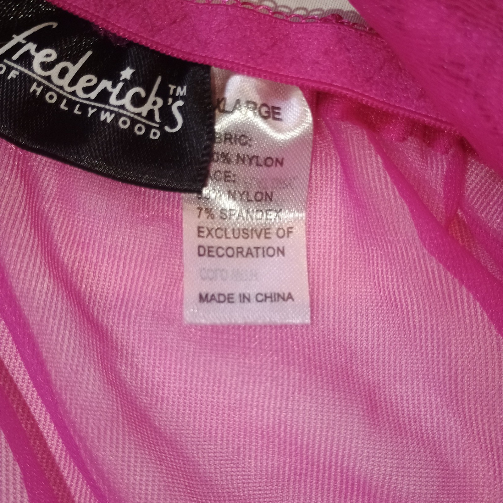 Frederick’s of Hollywood Babydoll Lingerie Set w/ Thong Pink Lace Sheer XL NWOT