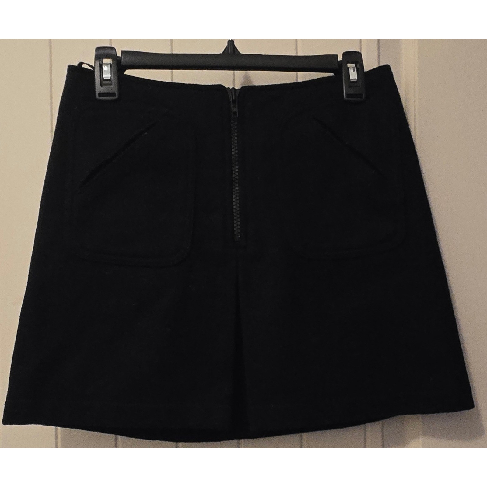 Vintage GAP Black Virgin Wool Blend Y2K A-Line Mini Skirt Size 4