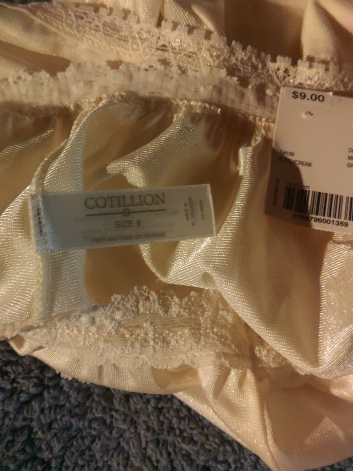 Vintage with Tags COTILLION 100% Nylon Silky Soft Brief Panties Size 9 Ivory