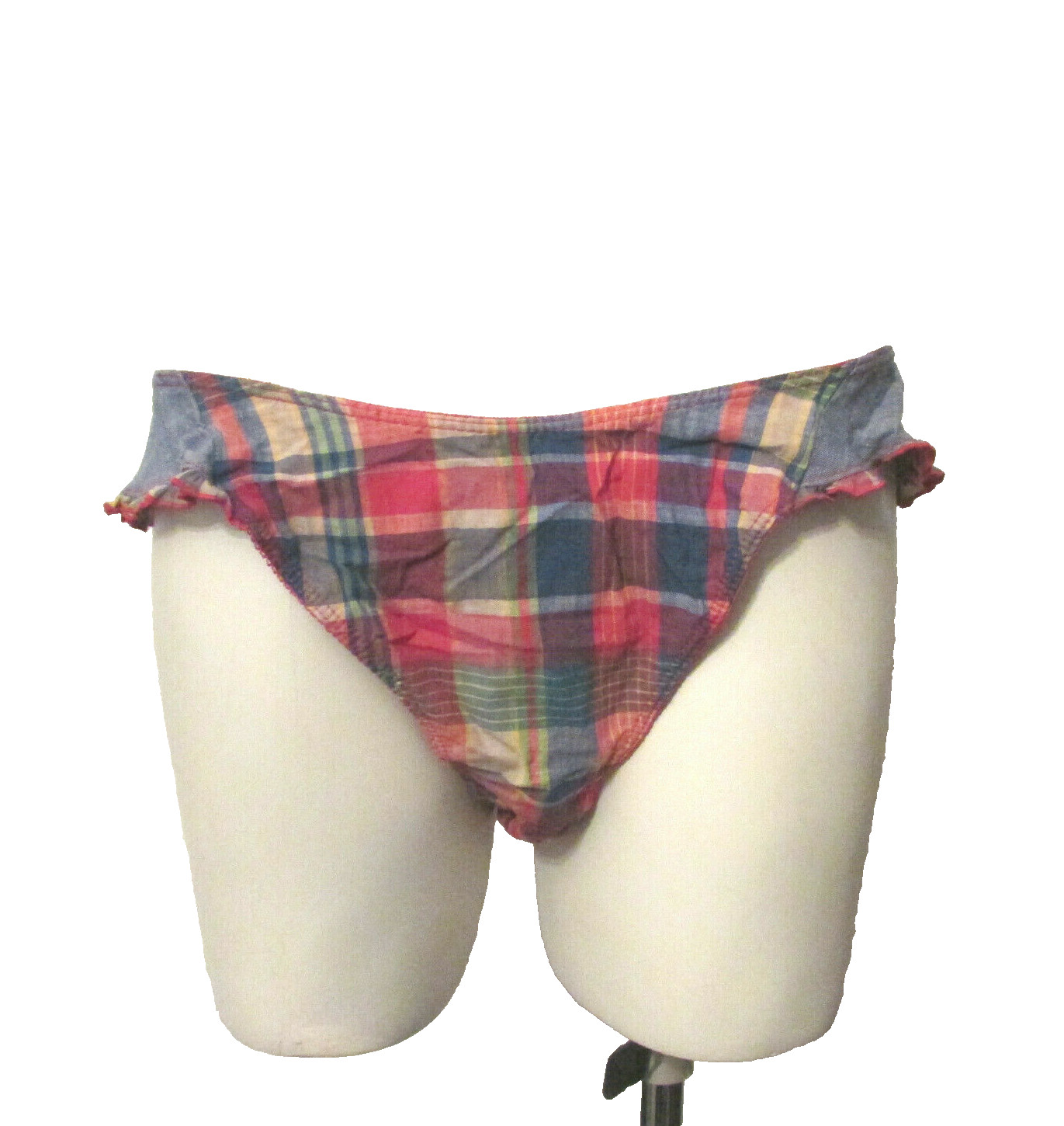 VTG 80s Eileen West Flutter Ruffled Plaid Cotton Bikini Panty 5 Panties USA Made