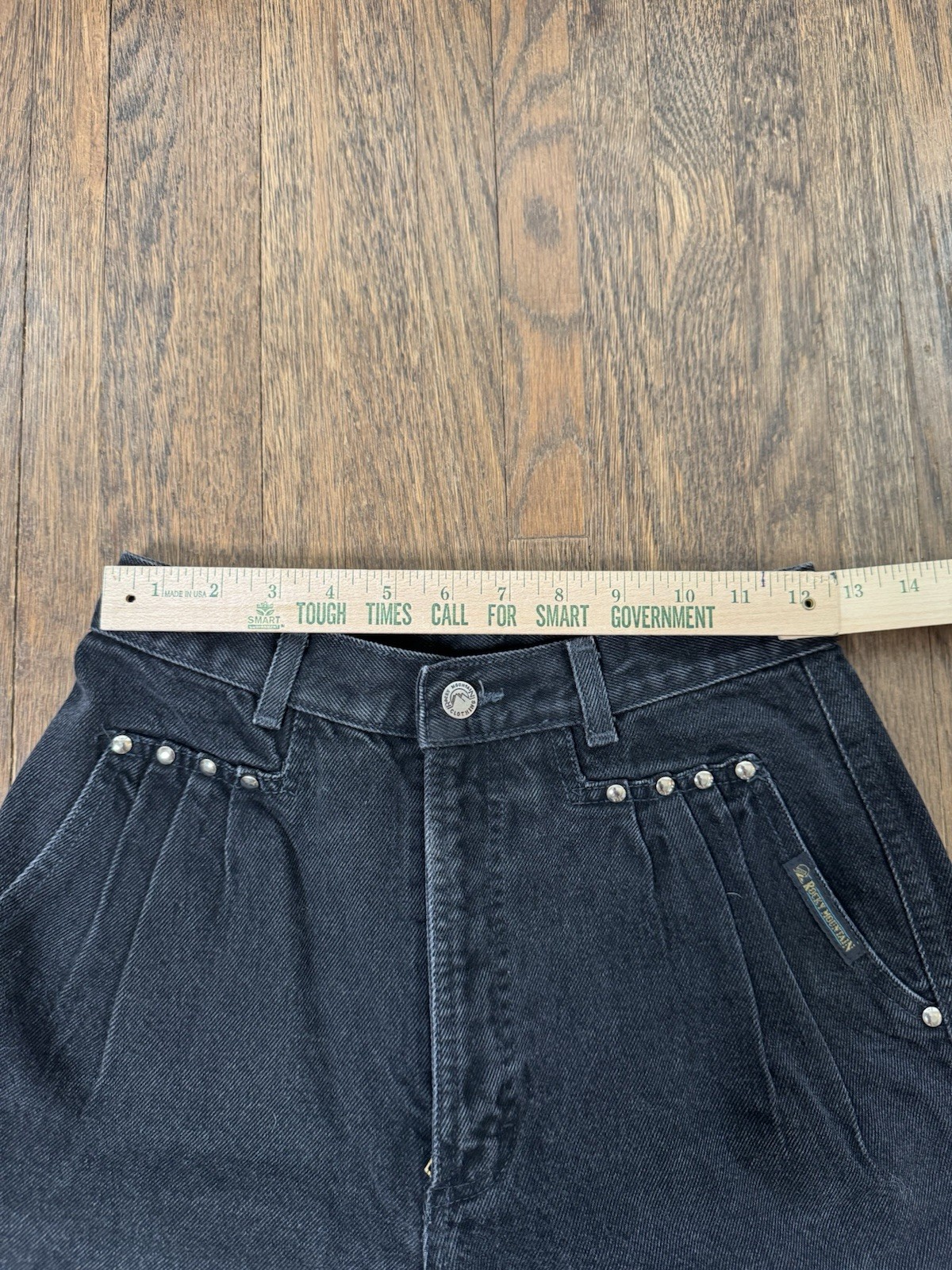 Vintage Rocky Mountain Clothing Black Western Jeans Studded High Waist Sz 29/9