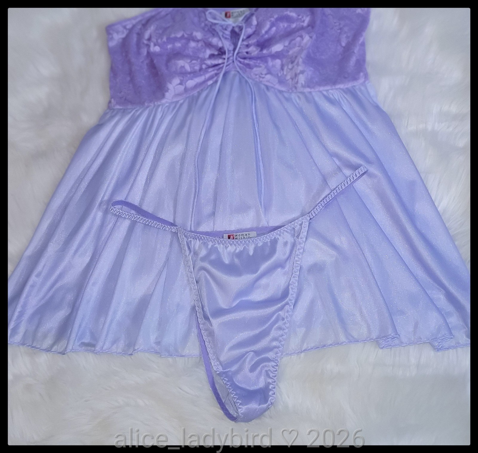 2pc SILKY Vintage BABYDOLL Gown PANTY String Bikini SET Mini Dress Top ~ xxl 2x