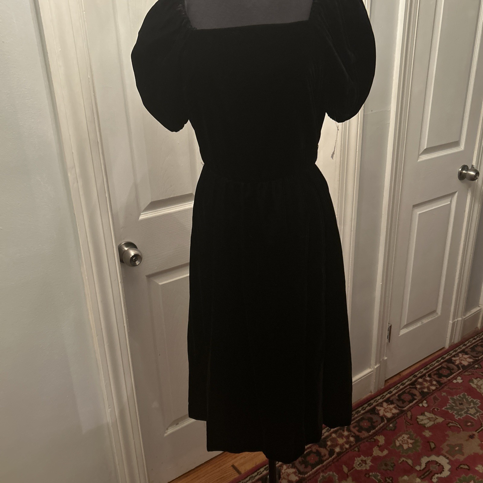 Vintage Samuel Blue 80’s Black Velvet Dress W Original Tags 12