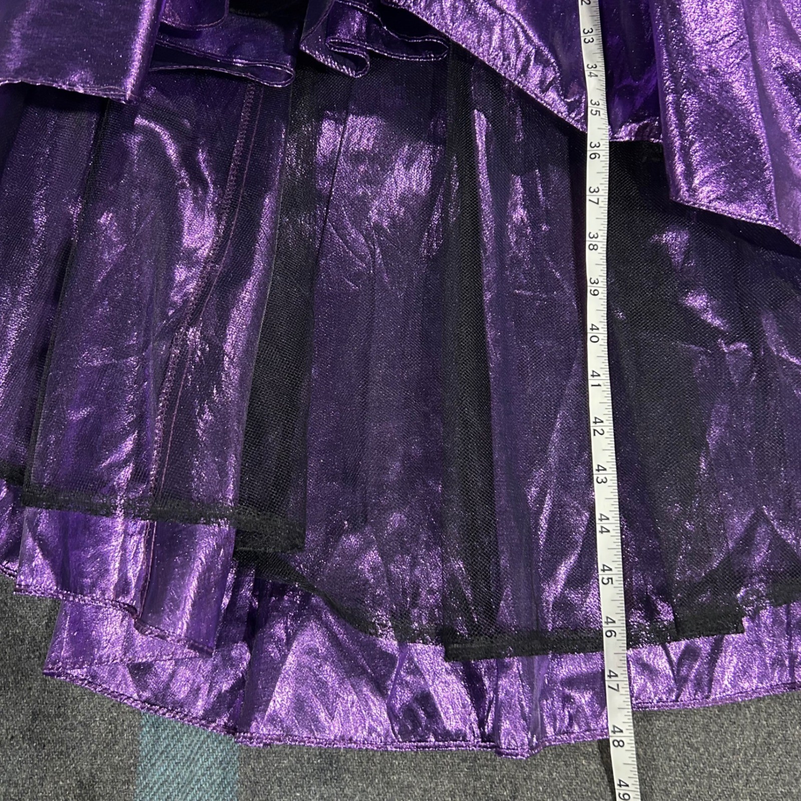 Vintage 80’s Zum Zum Party Dress Purple Metallic Ruched Sequin Prom 9/10
