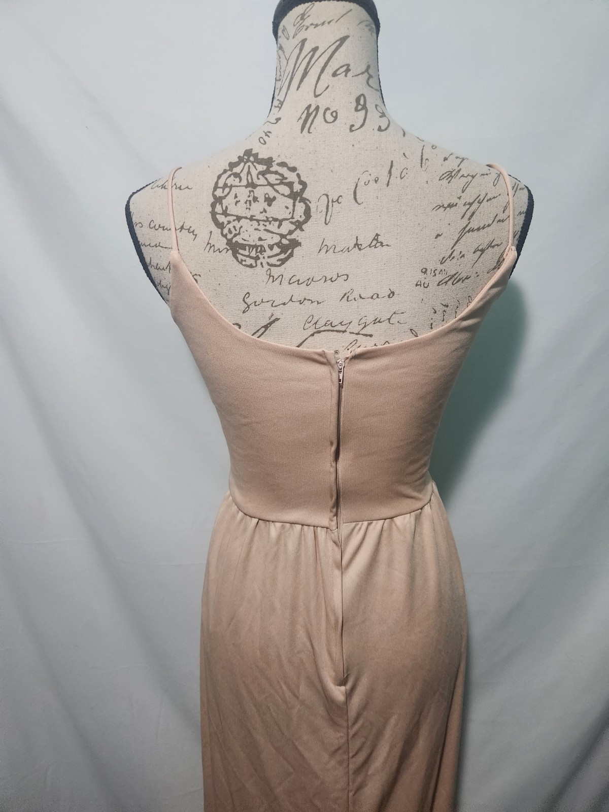 Vintage Harzfeld’s Peach Ballerina Maxi Dress. Balletcore Soft Girl Neutral