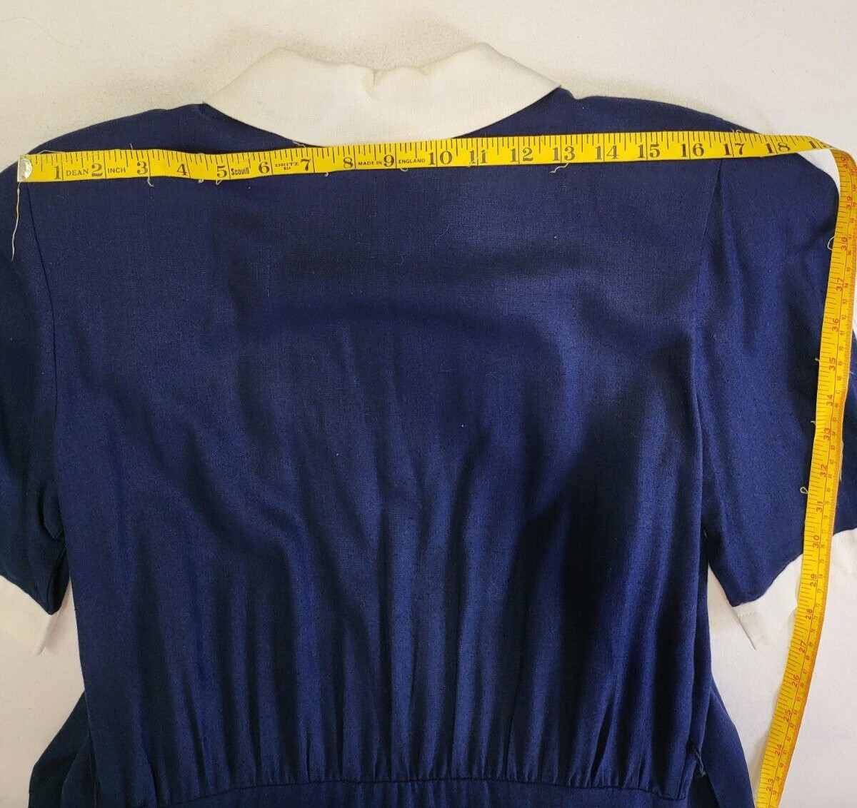 Vintage Blue Dress Peter Pan Collar Gold Buttons Size 12 The Kollection INC