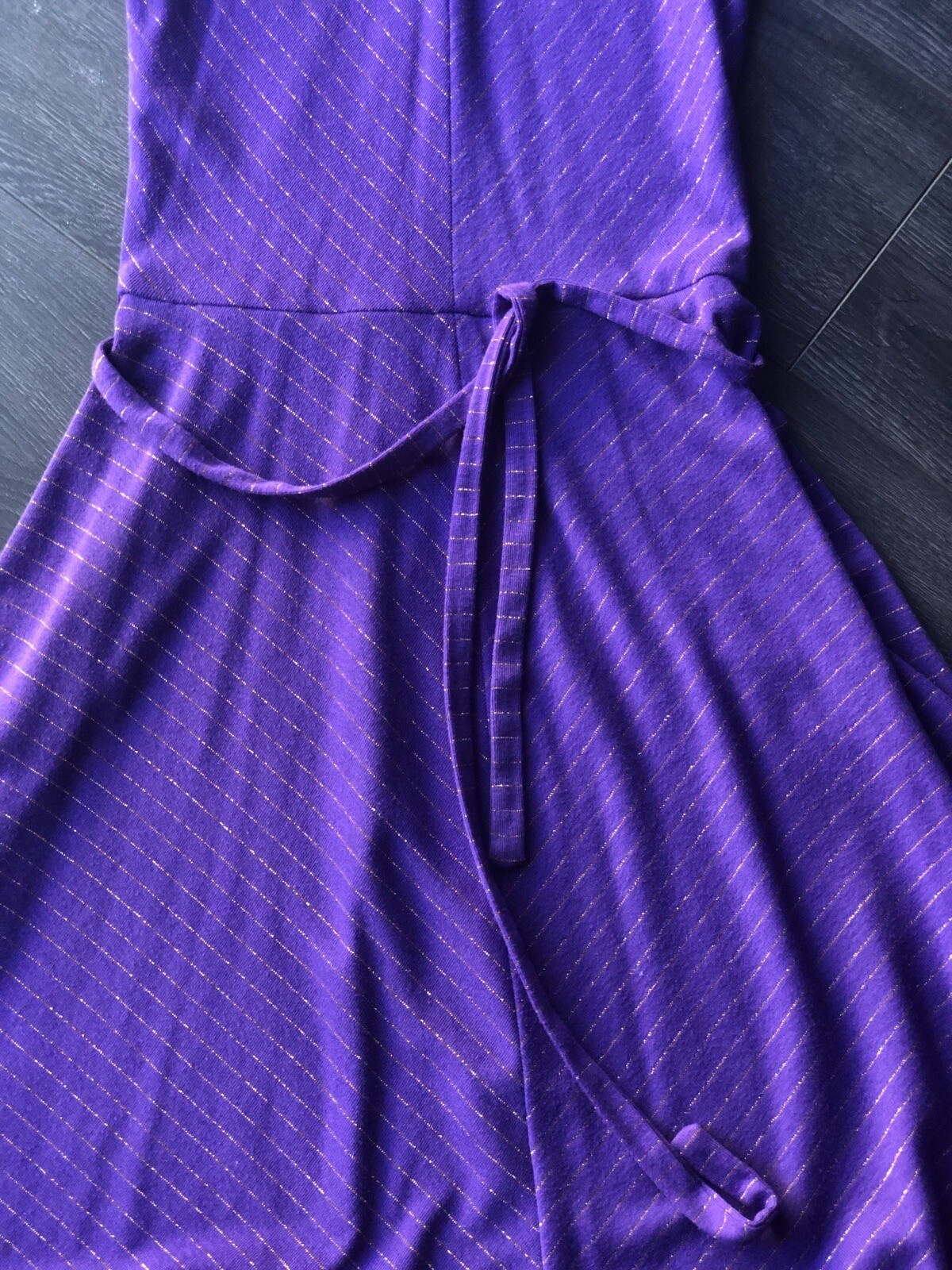 70’s Vintage New Raves | flowy purple gold metallic cinch swing dress {11}