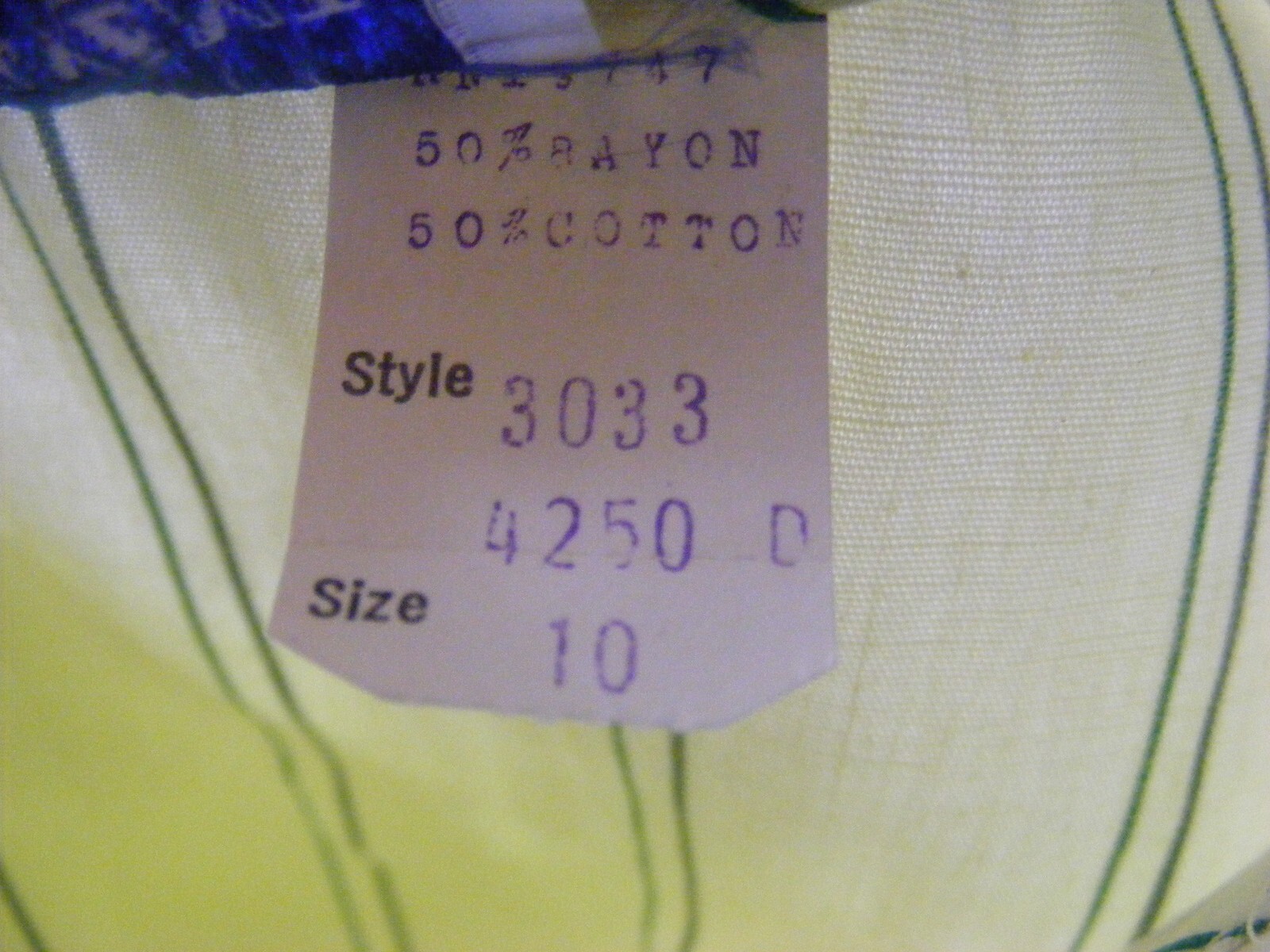 60s SHIRT DRESS BUTTON UP RAYON COTTON DEADSTOCK LEMON YELLOW GREEN STRIPE M