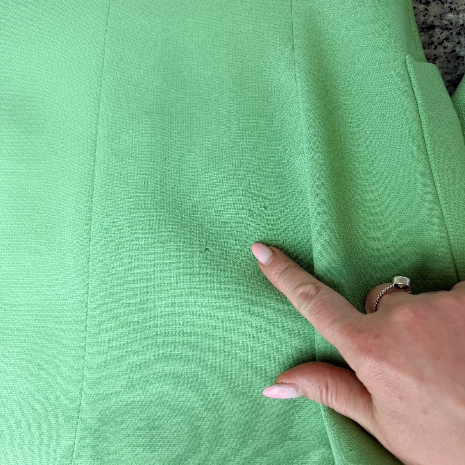 Vng Escada by Margaretha Ley Mint Green Wool Blazer Jacket Size 34 Moth Damage