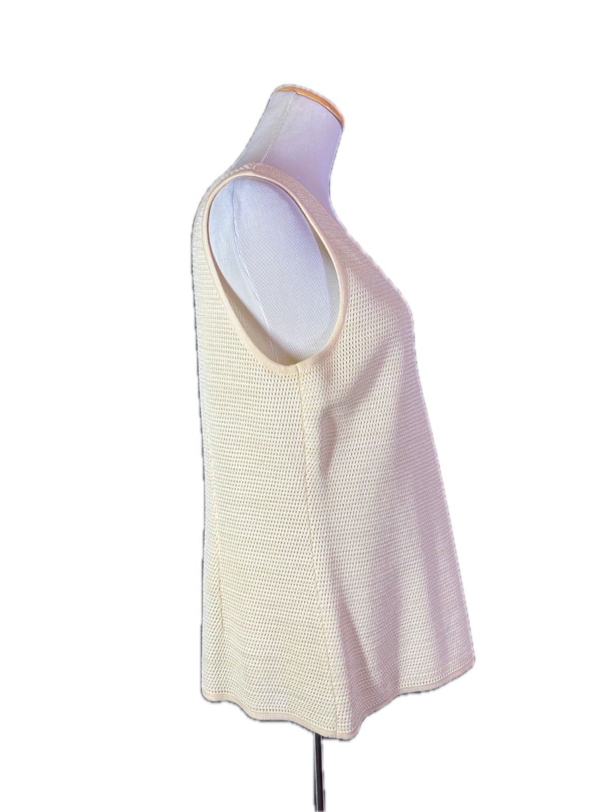 Vintage Escada Margaretha Ley Size 40 Cream Open Knit Tank Monogram