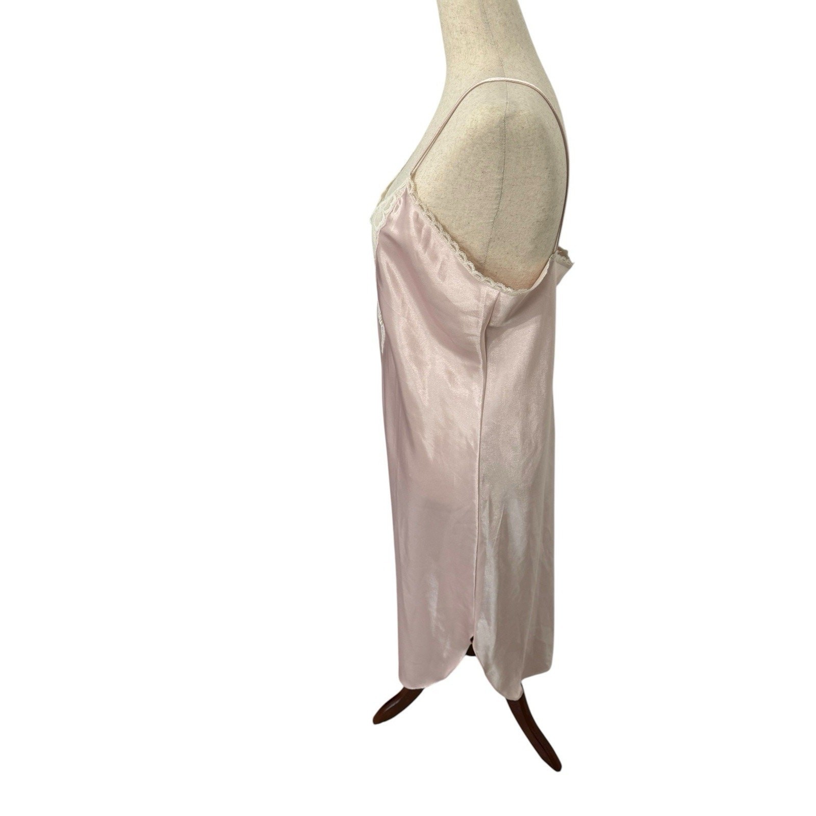 Vintage Inner Most Blush Pink Satin Slip Dress S Lace Trim Nightgown Coquette