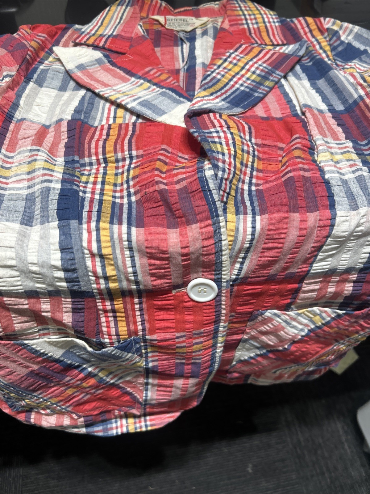 VTG Spiegel Women’s Blazer Red White and Blue Plaid Size 7/8 Small Very Nice