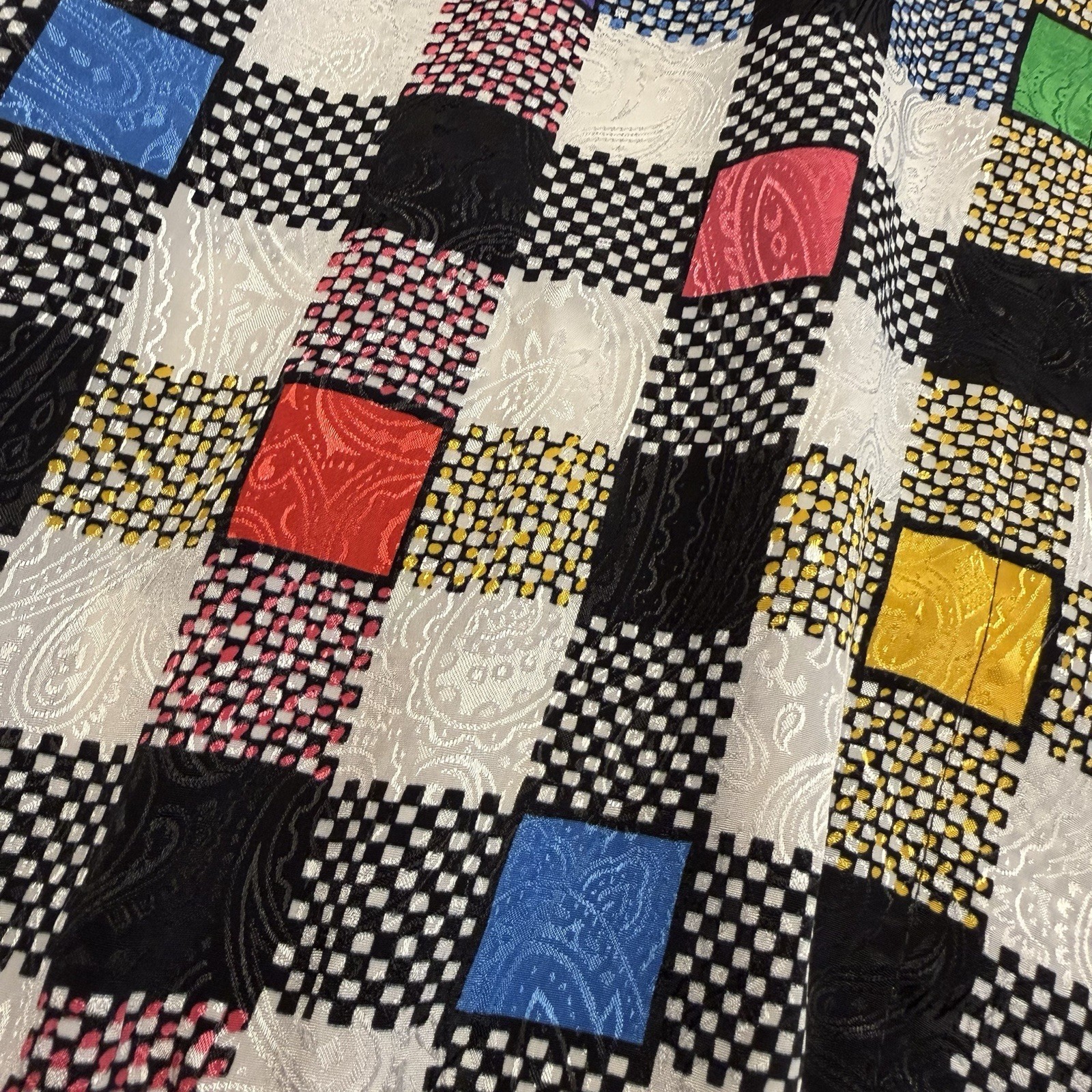 Vtg Geometric Colorblock Polyester Andrea Gayle Secretary Geek Blouse Sz 14