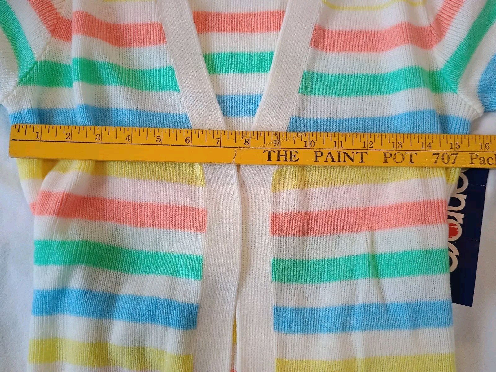 Penrose Striped Short Sleeve Cardigan Sweater w Pockets & Belt XS Vintage NWT