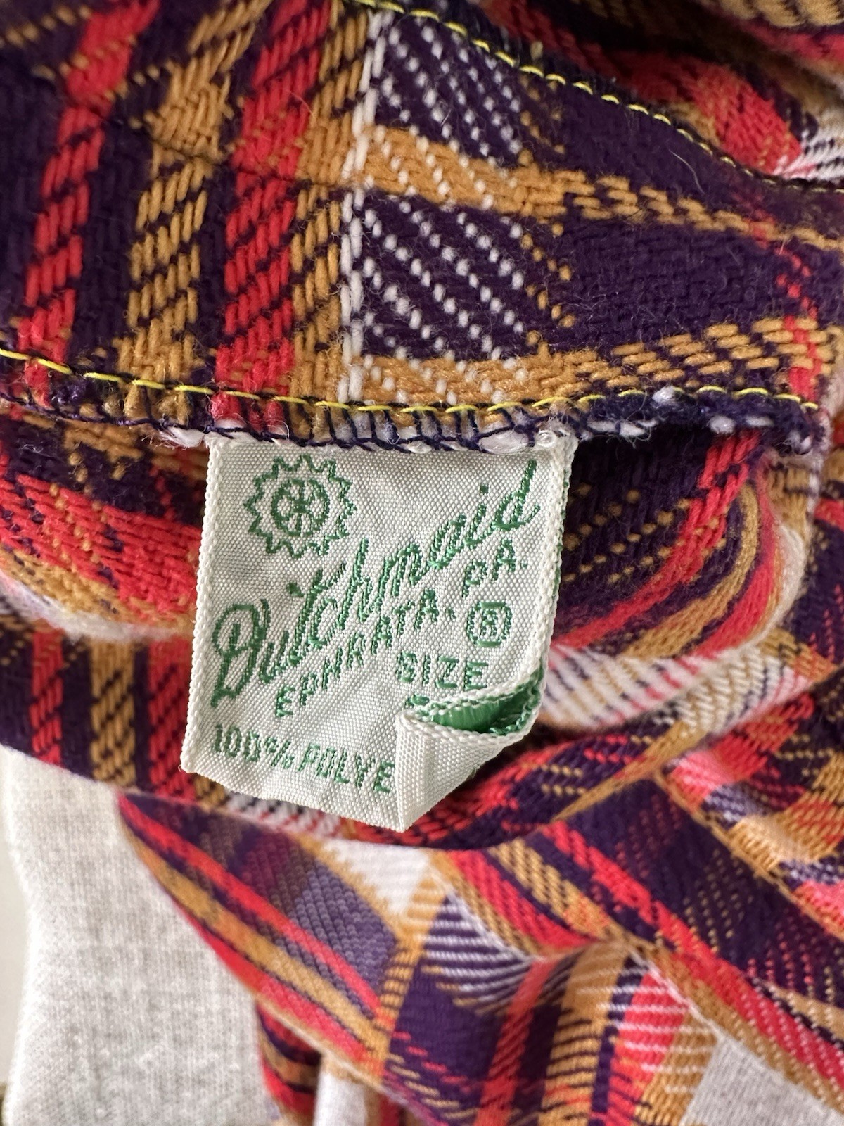 Plaid Jumper Dress Dutchmaid 70s Zip Front Pockets Size 38 Vintage