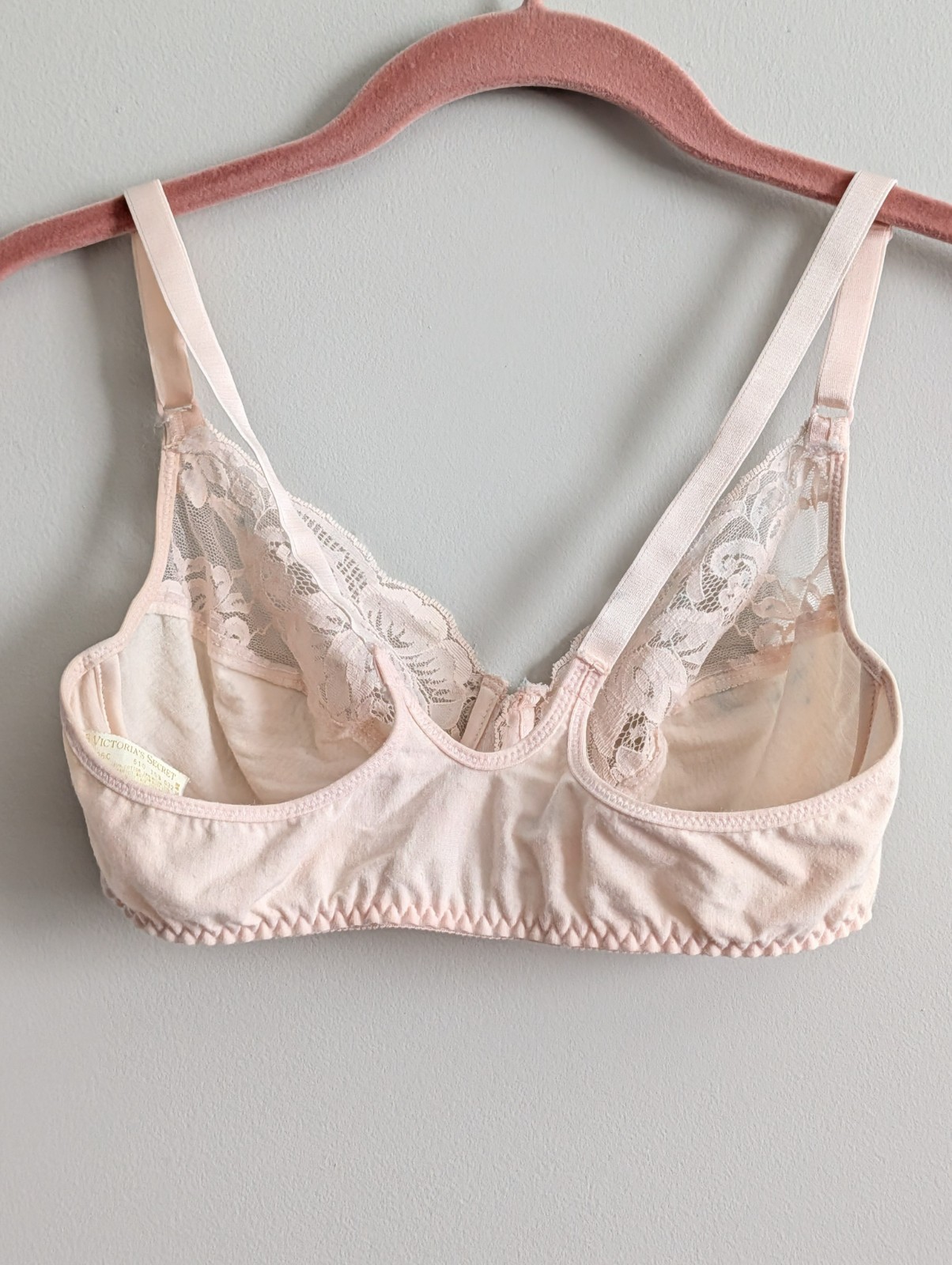 Vtg Victoria’s Secret Gold Tag Lace Bra 36C Racerback Front Clasp BLUE TRANSFER