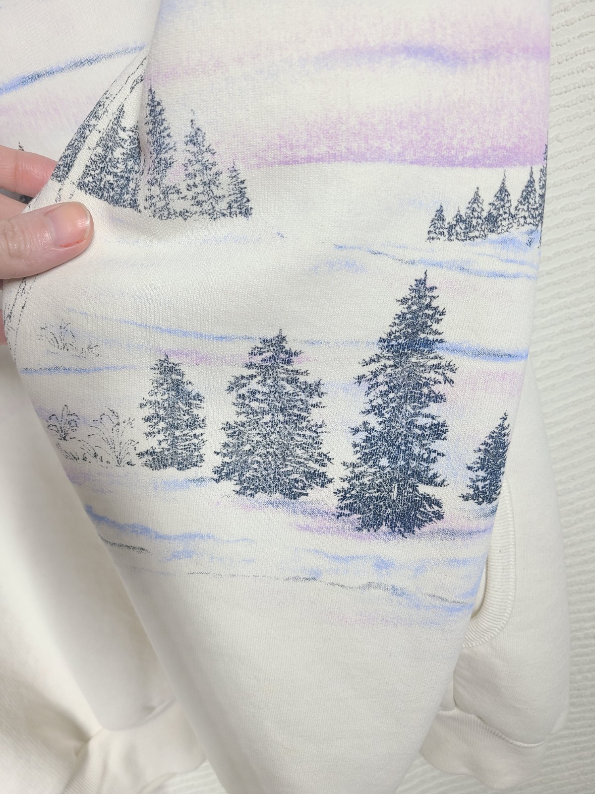 Art Unlimited 1990s Sweatshirt All Over Print Large Crochet Collar Grandma Slay