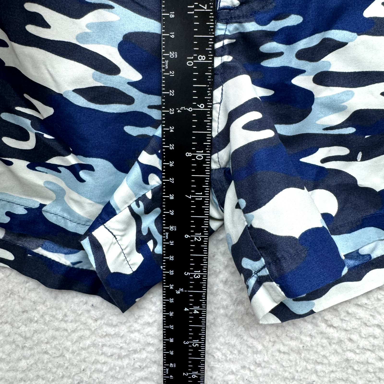 90s Y2K Vintage Swim Shorts Large Womens Blue Camo Army Cargo Sporty Surfer