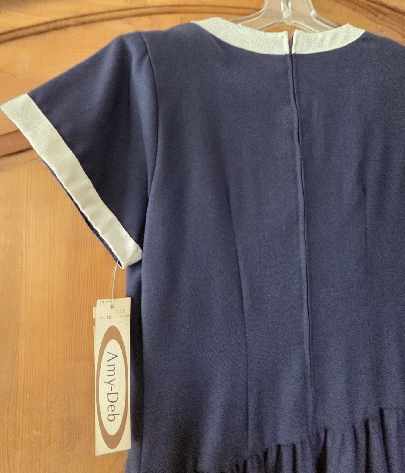 Vintage 1980’s Amy Deb Career Dress Navy Nautical Blue White Size 12 NEW $72