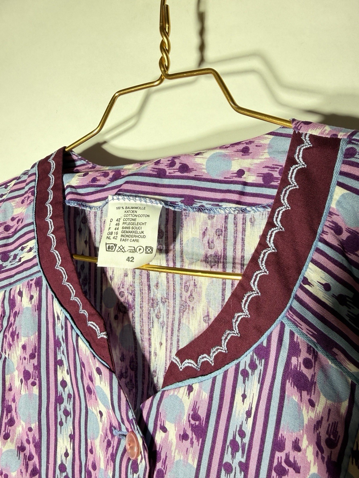 Smock apron house dress smock tie apron vintage 100% cotton 70s size 42