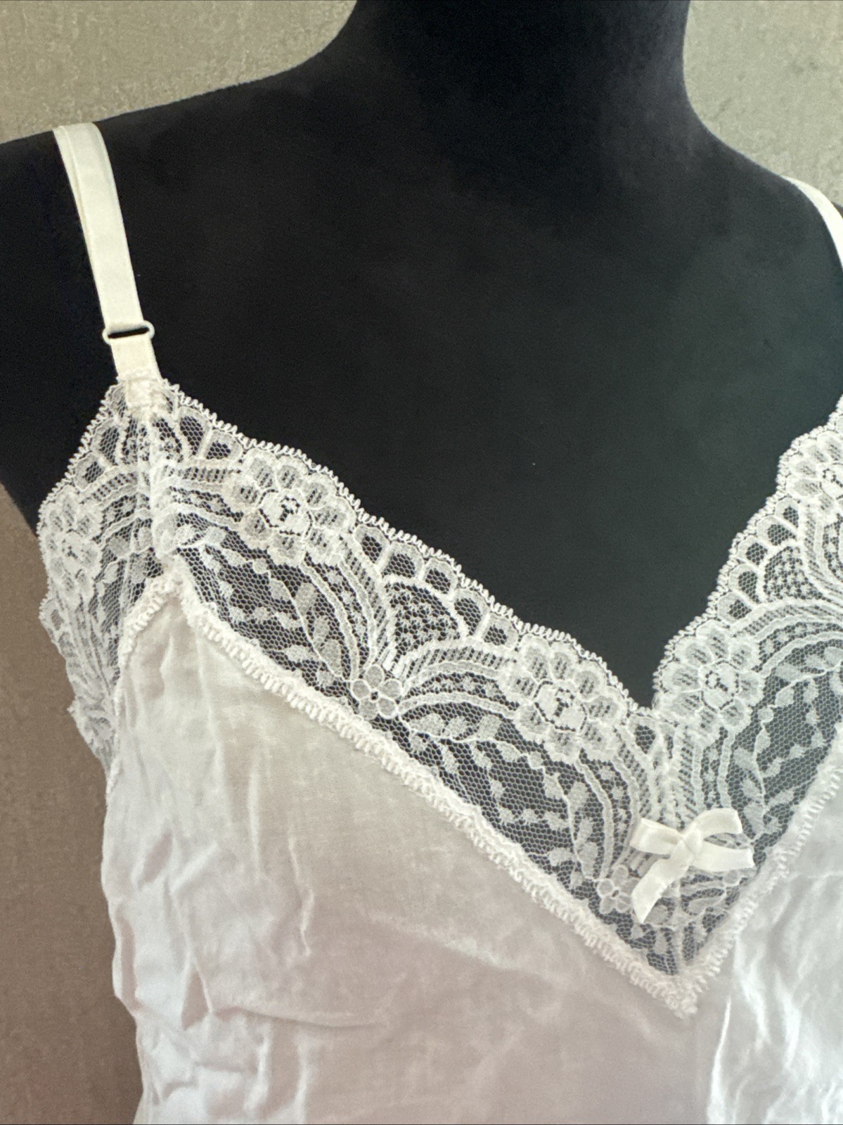 Vintage Dawn To Dusk 100% Cotton Camisole White Lace V-neck Cami M