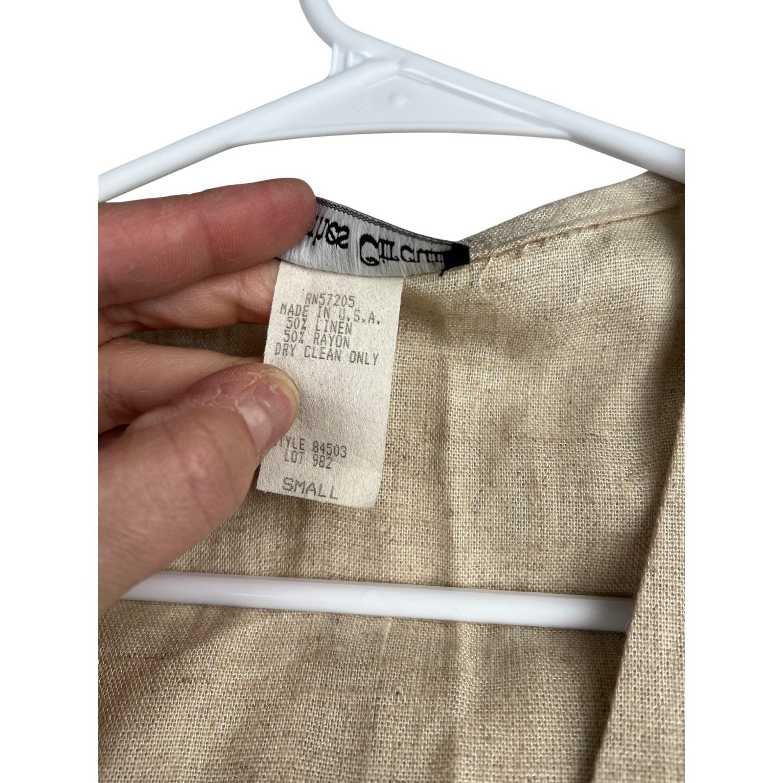 Clothes Circuit Vintage Linen Rayon Blend Vest Beige Longline Button Front Small