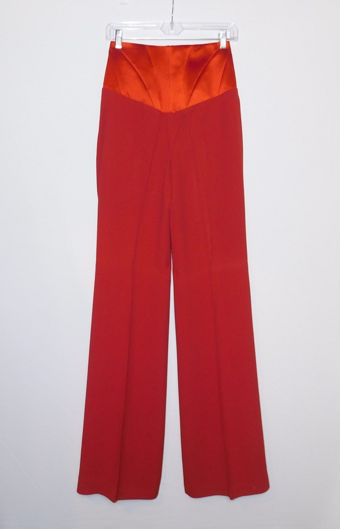 NWT Vtg Christian Lacroix Bazar Red High-Waisted Wide-Leg Trouser Pants Size 38