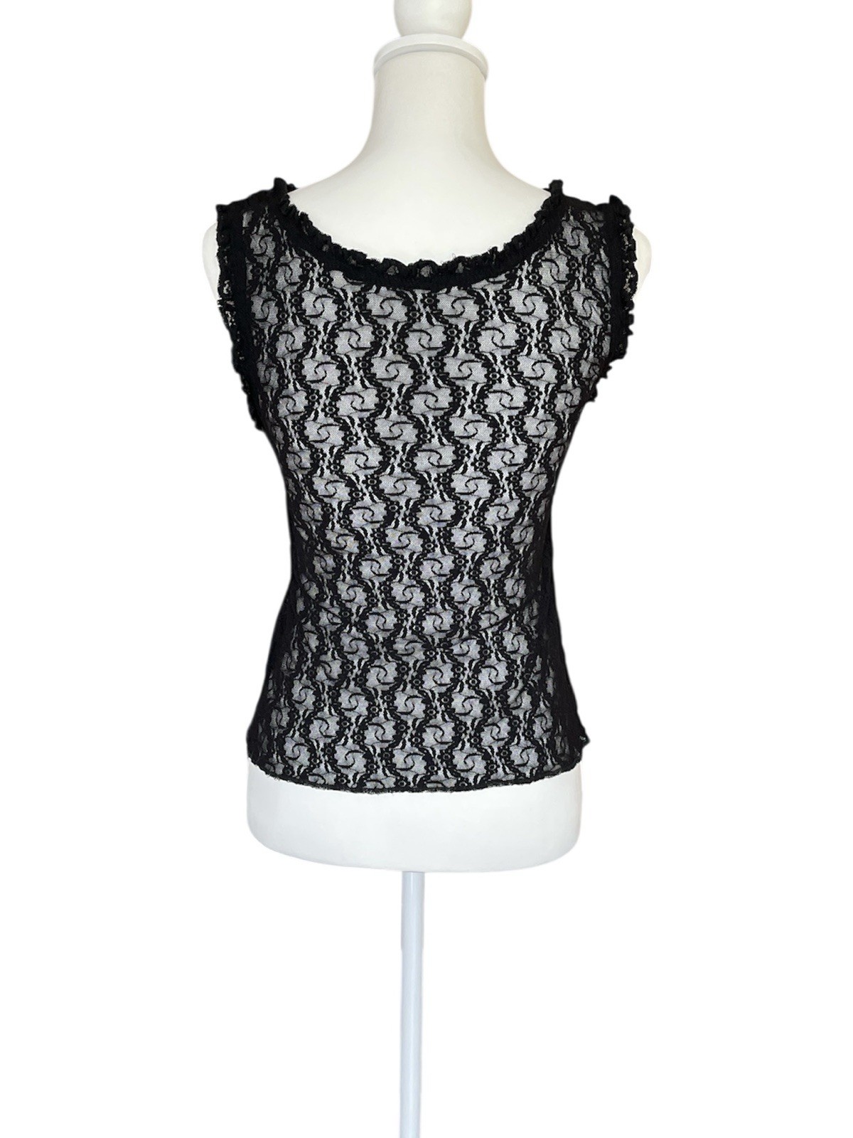Vintage CHERYL CREATIONS Black Lace Tank Top 90s Y2K Whimsigoth Fairy Grunge