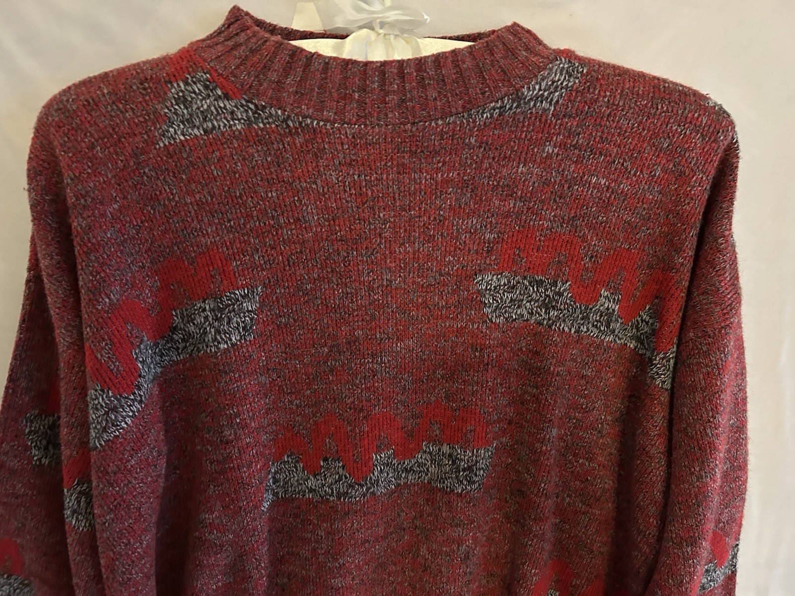 VTG 80s Sweetree USA Marled Knit Sweater Red Wave Graphic Grandpacore Indie M