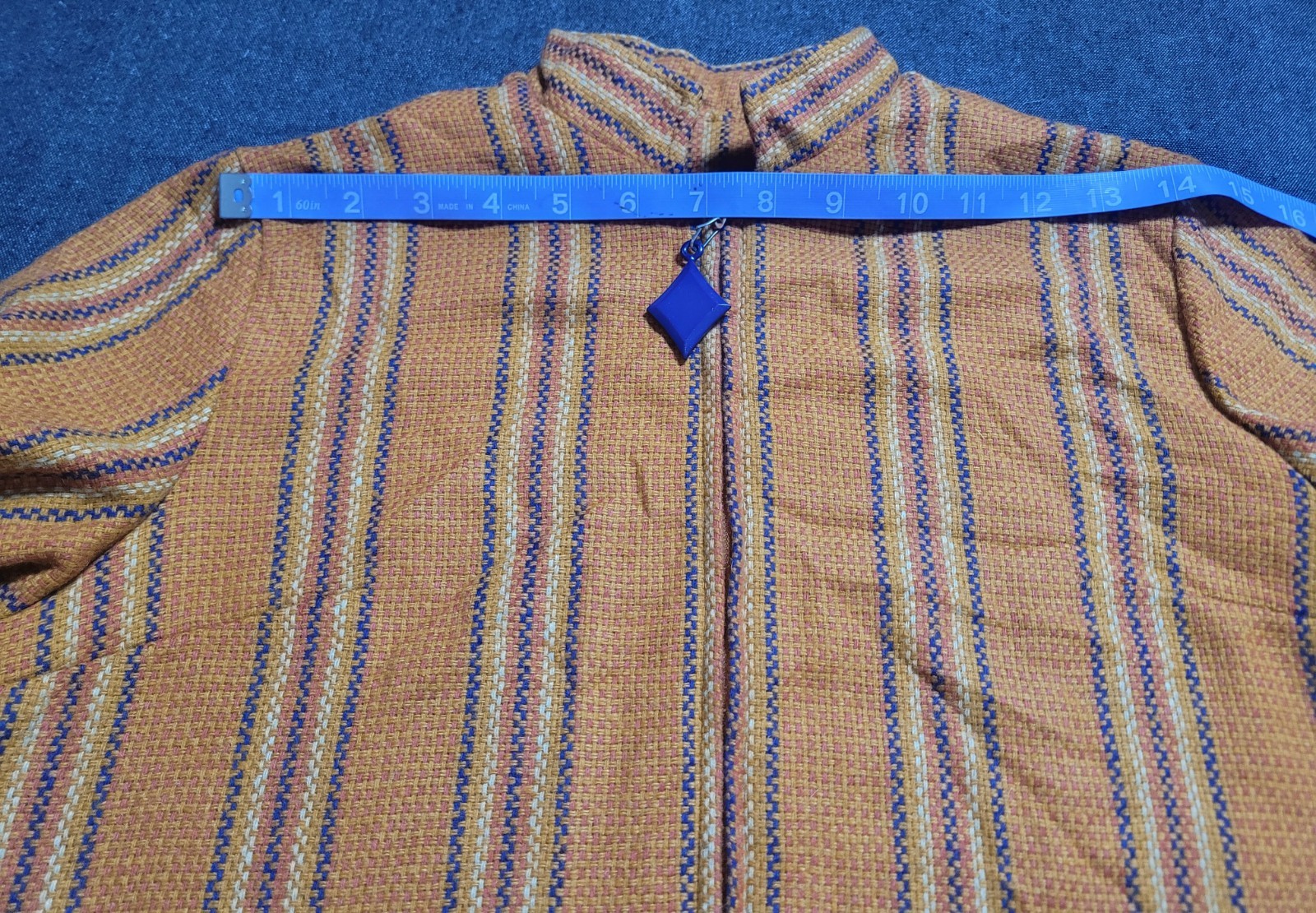 Vintage 60s Mod Wool Mini Dress Orange Stripe A Line Long Sleeve Small Zip Up