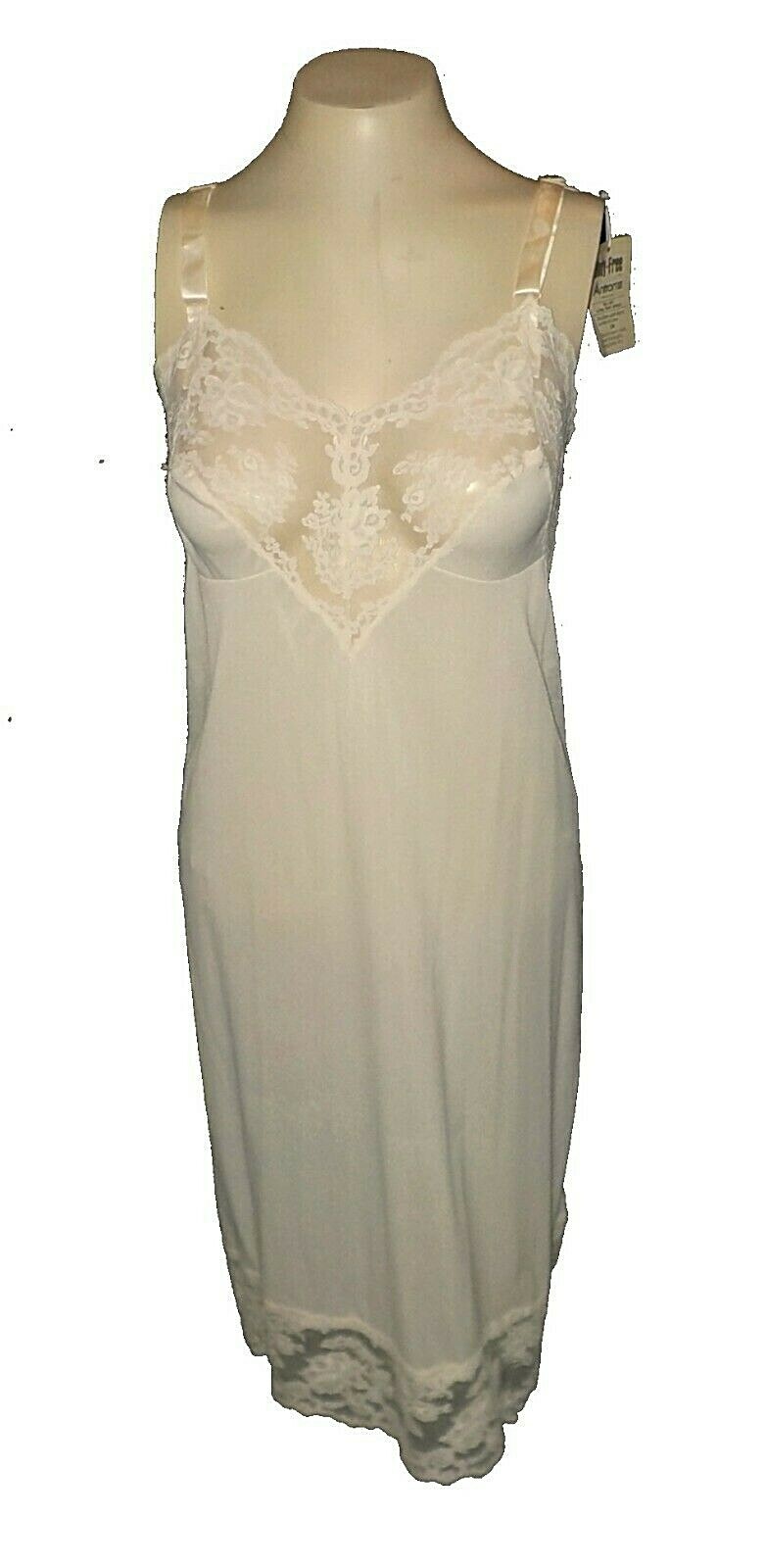New vintage 1950s Full Slip Komar Lace Body Free Beige Antron-III-Nylon NWT 36