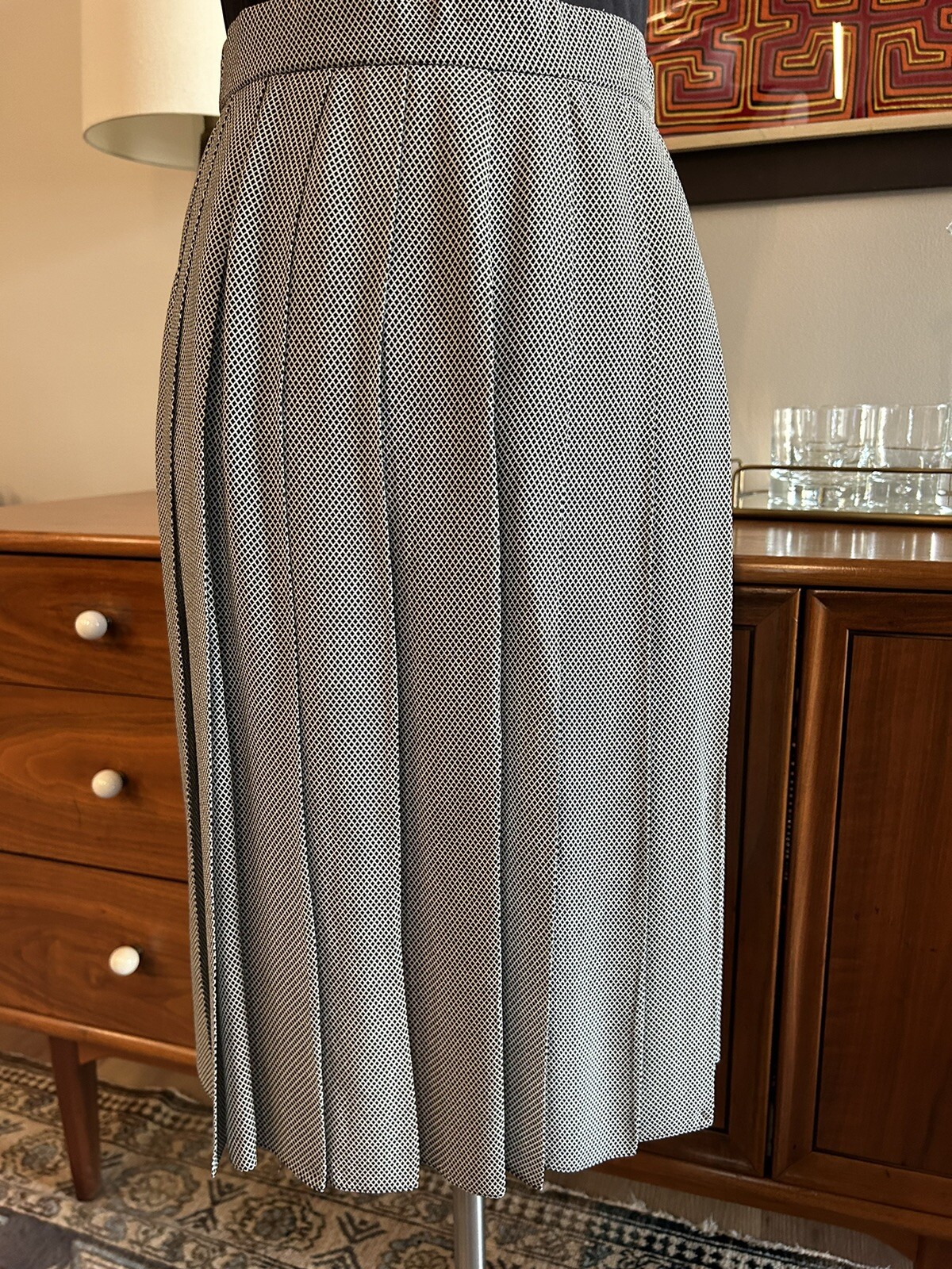 80’s Vintage Skirt Donna Karan New York Black Label pleated Black/White DKNY