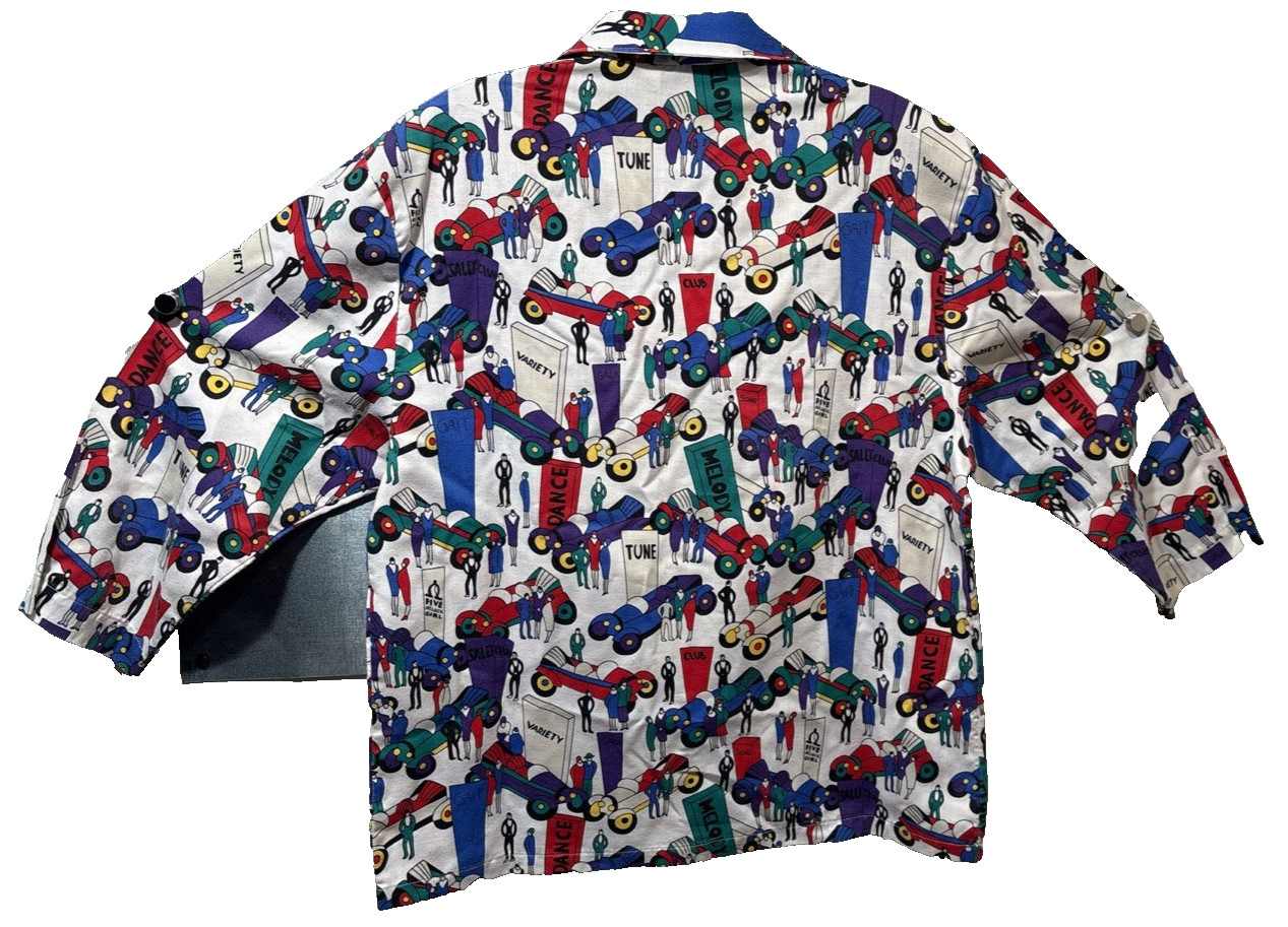 Vintage Cheryl Tiegs Sears Button Up Shirt Women 8 Stylized Print 1/2 Sleeve