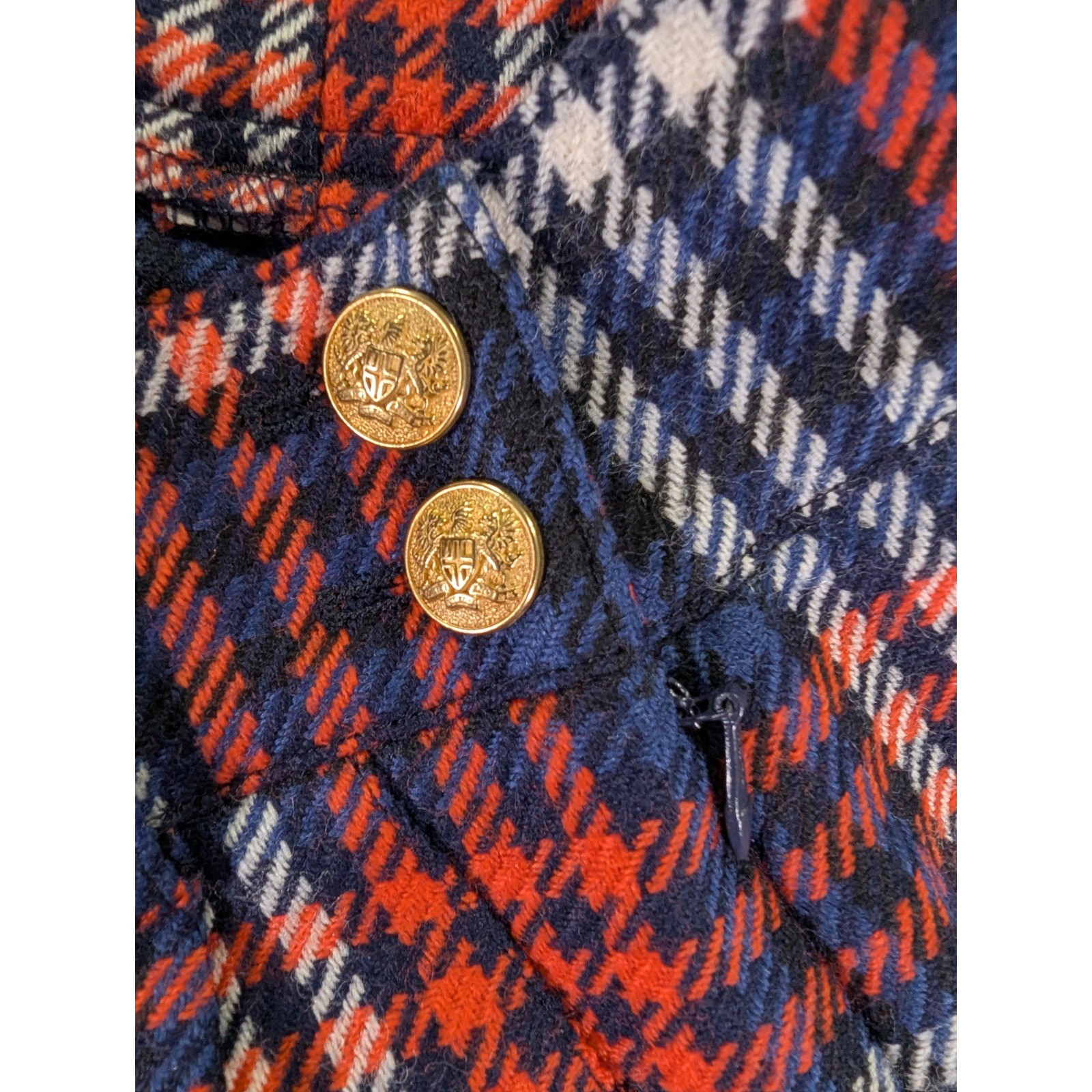 Mondi Vintage Pure Wool Plaid High Waisted Shorts Red Blue Made in Germany 34