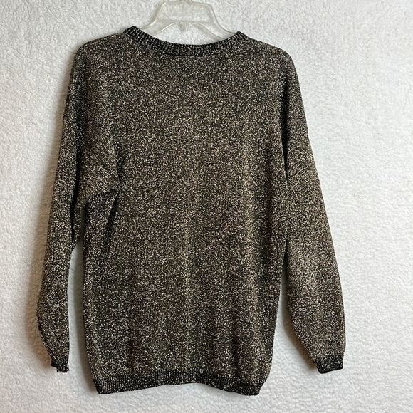 Vintage Arielle Women Black Gold Metallic Knit Crewneck Pullover Sweater 1X PLUS