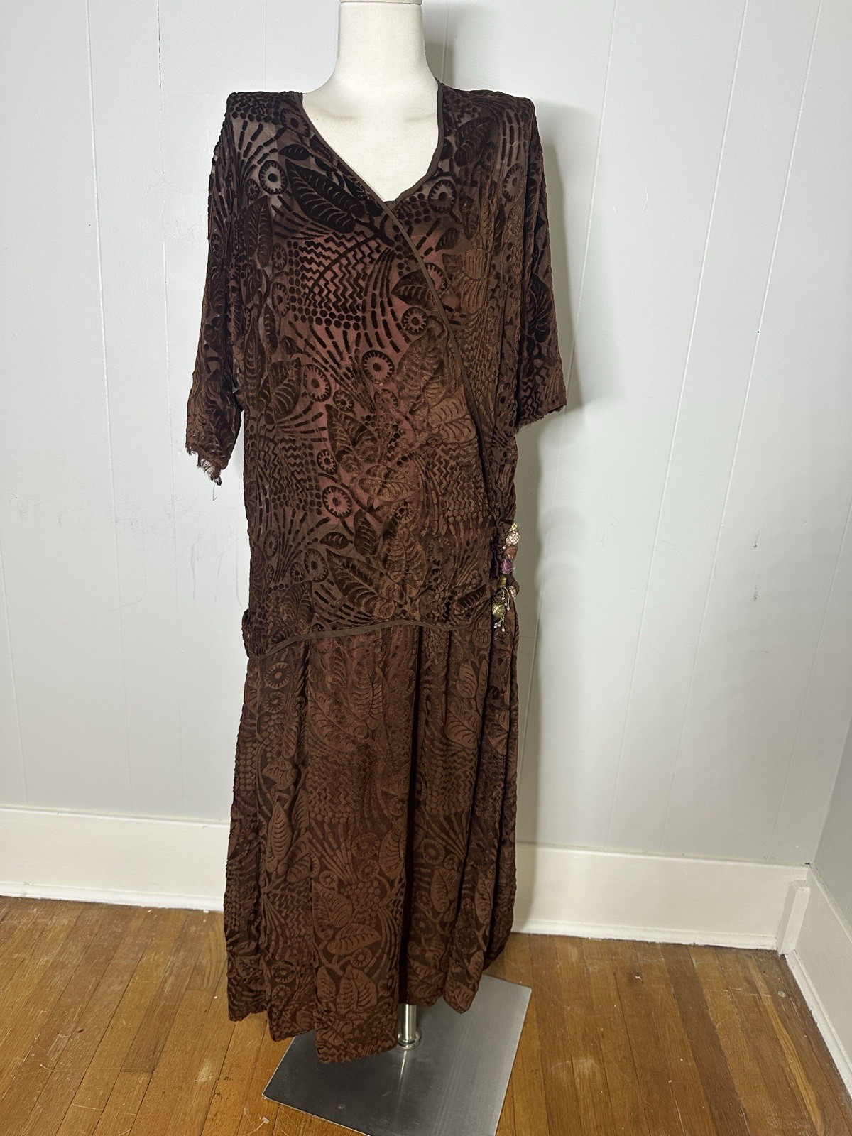 Antique 1920s Flapper Era Slip Dress And Blouse Silk Burnout Velvet AMAZING