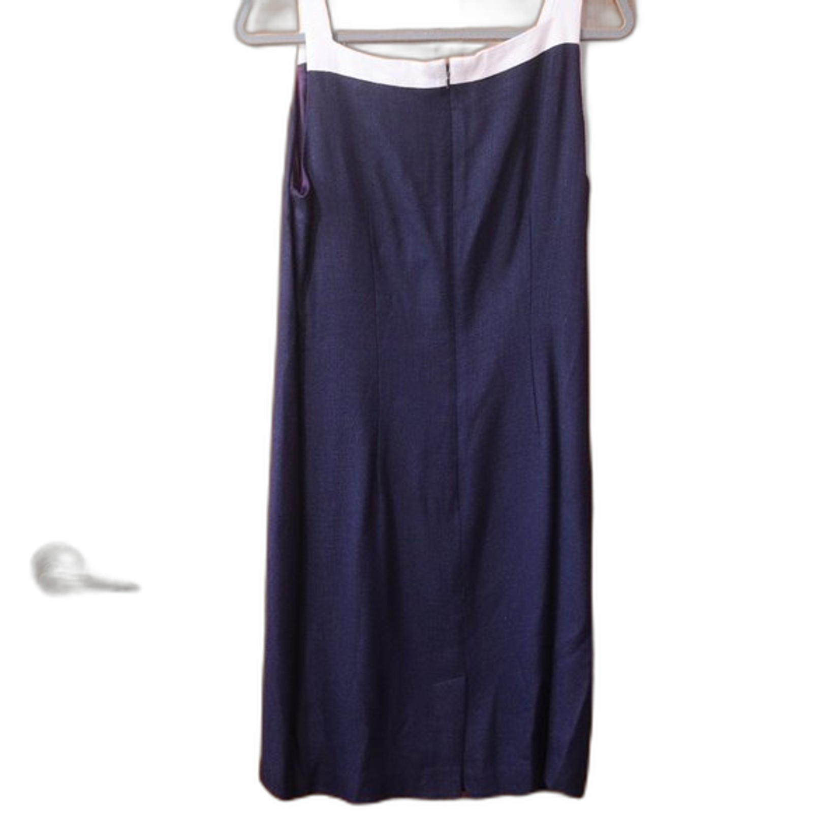 Donna Ricco Vintage Navy Blue White Trim Midi Dress & Jacket Set 12