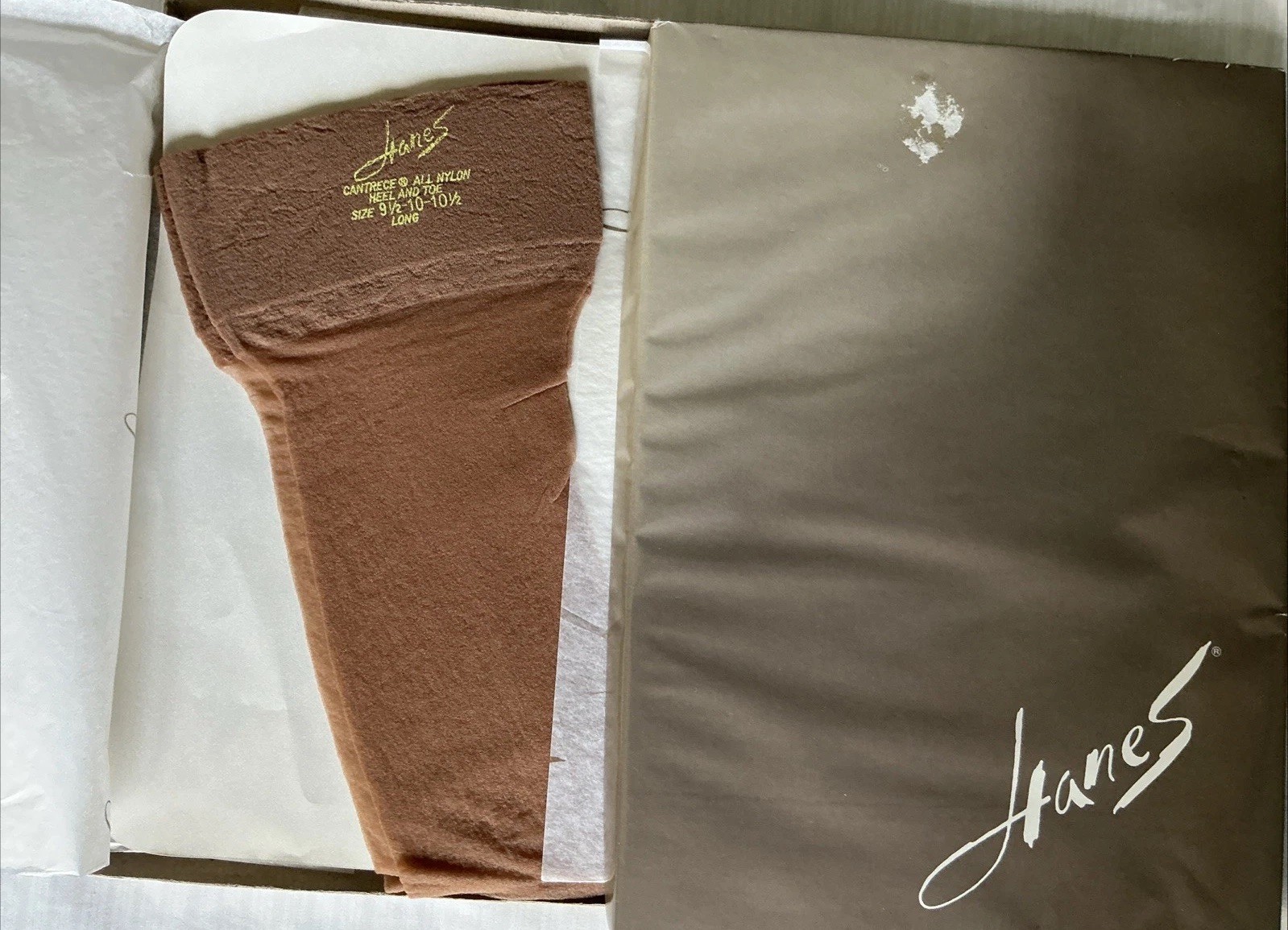 VTG Hanes Stockings Cantrece II Sandalfoot 2 Pair Little Color Sz 9.5 10.5 LONG