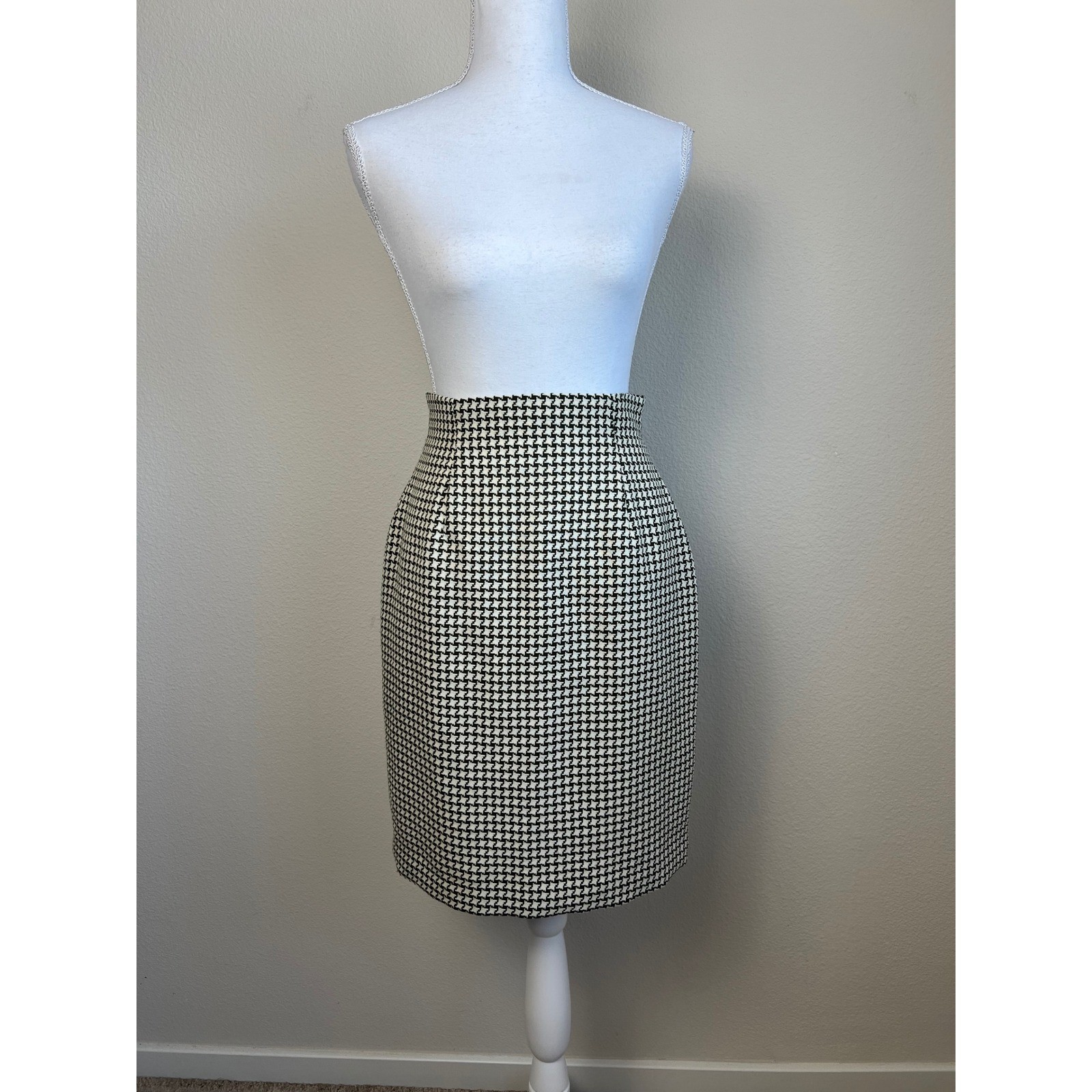 VTG 90s Rina Rossi Houndstooth Skirt Suit Sz 6 Parisian Made USA Career Academia