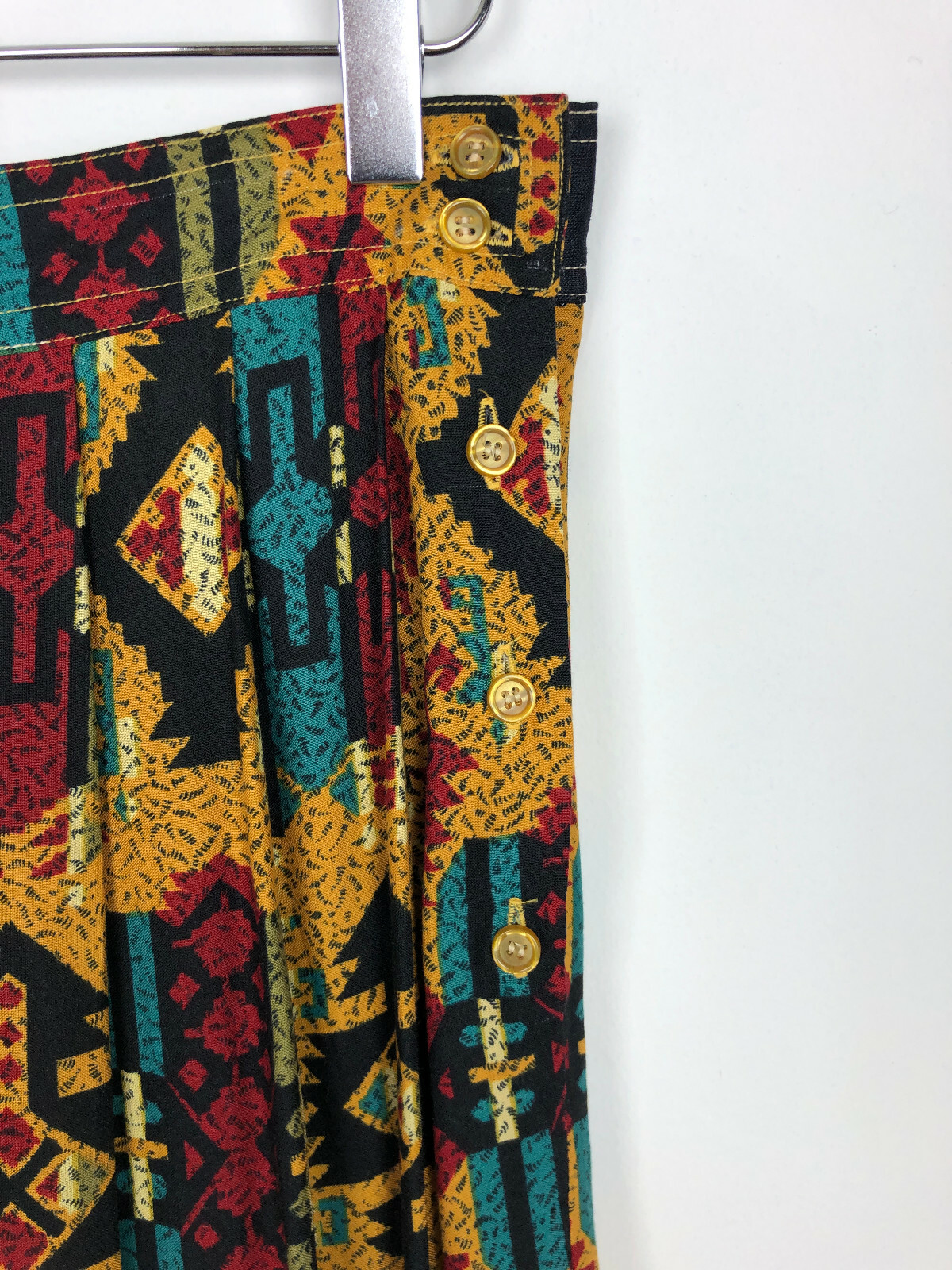 Vintage 90s Midi Skirt Worthington Southwest Western Tribal Aztec Pocket Size 14
