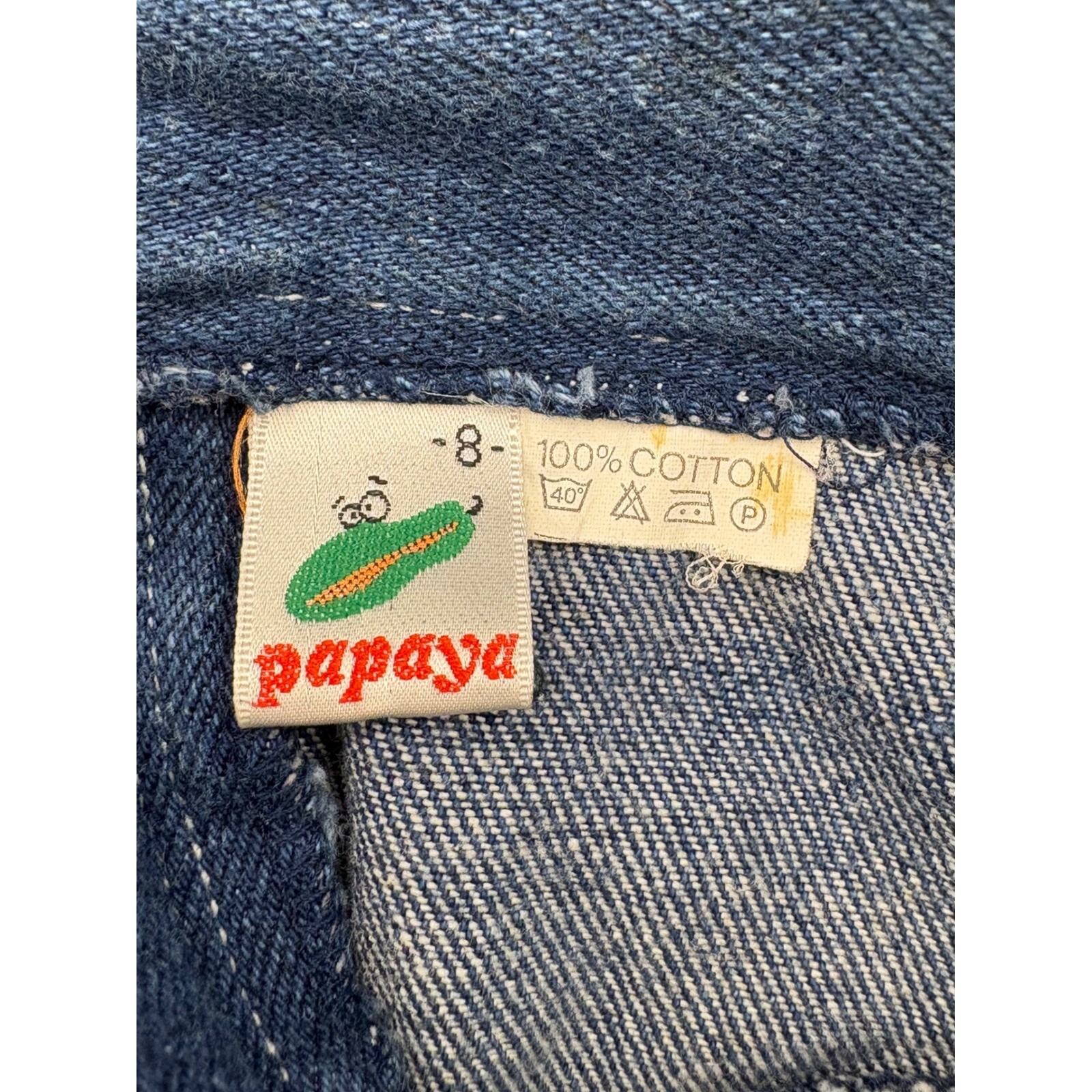 Vintage Papaya Denim Vest and Skirt Set Size 8 Tropical Ruffle Western 80s 90s