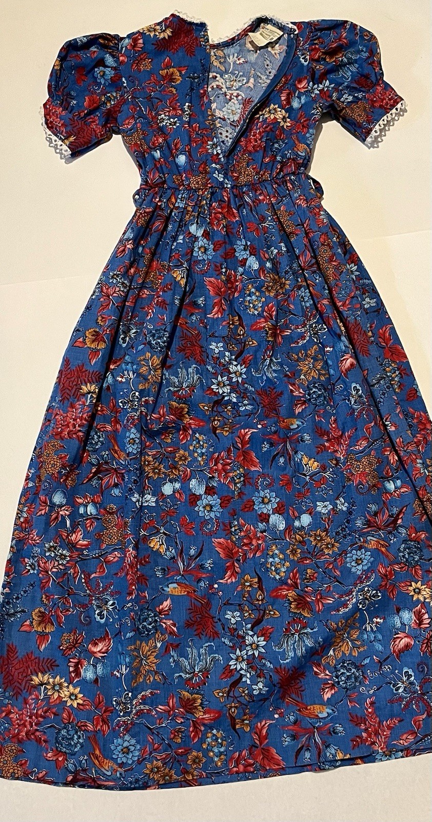 Vintage 1970s Prairie Cottagecore JCPenney Floral Print High Waist Dress Size 8