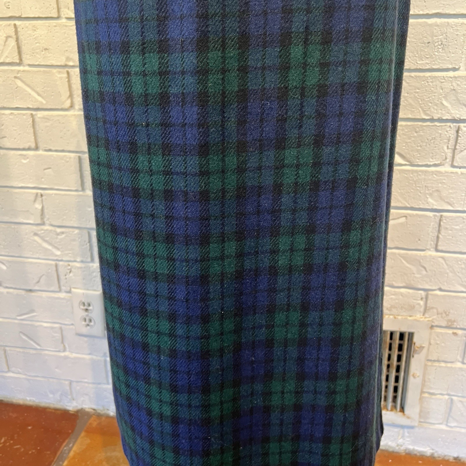 Vintage 90s Paul Harris Design Green Blue Tartan Plaid Skirt womens 6